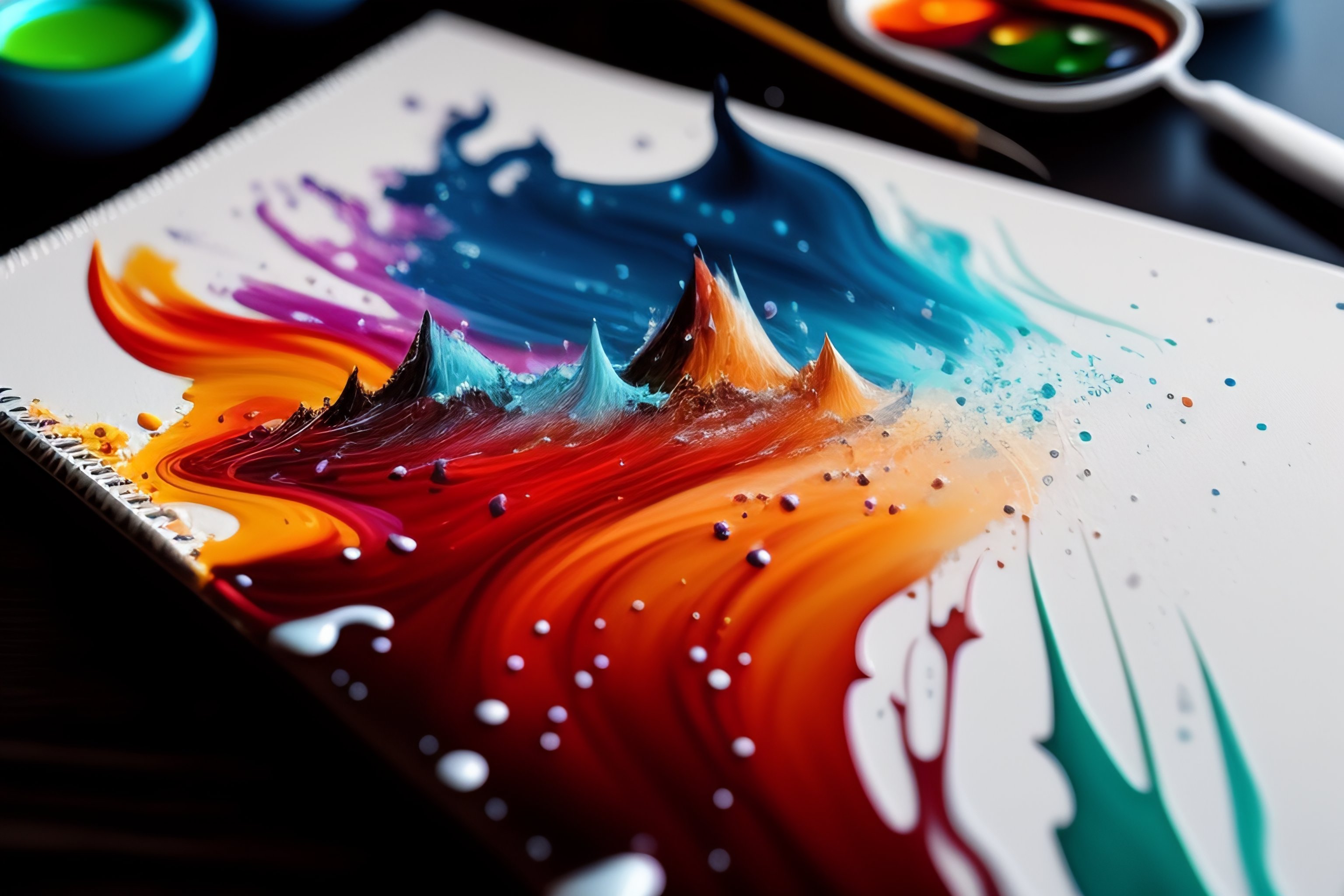 Lexica - Scribble art next to the paper and paints splashing on the ...