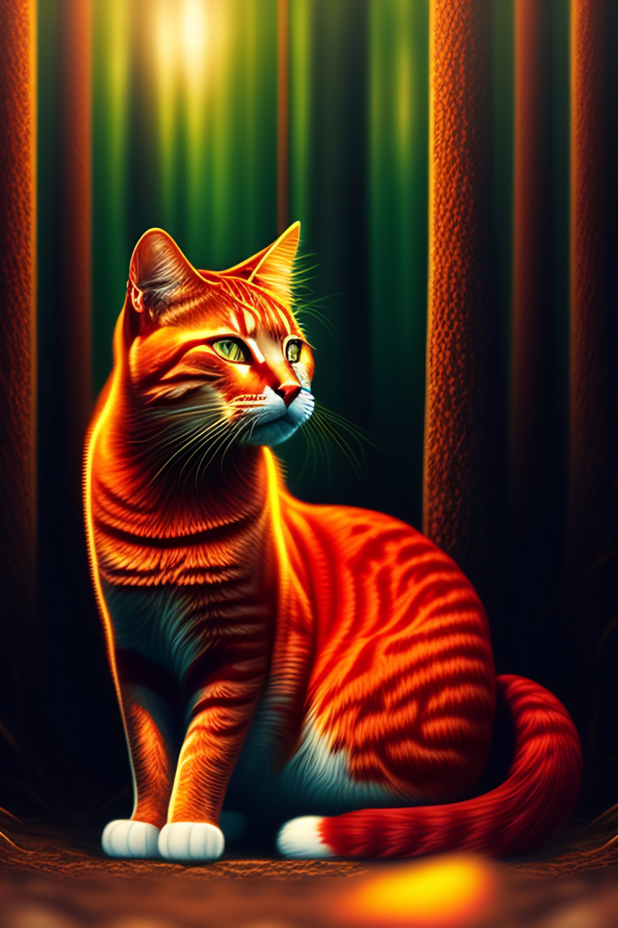 Lexica - Red cat background forest