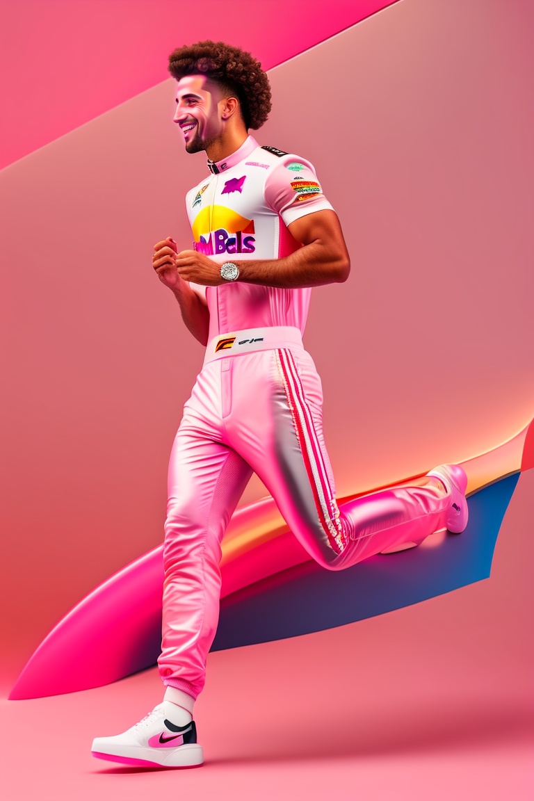Lexica - Daniel Ricciardo in bubblegum pink race outfit, redbull F1 car ...