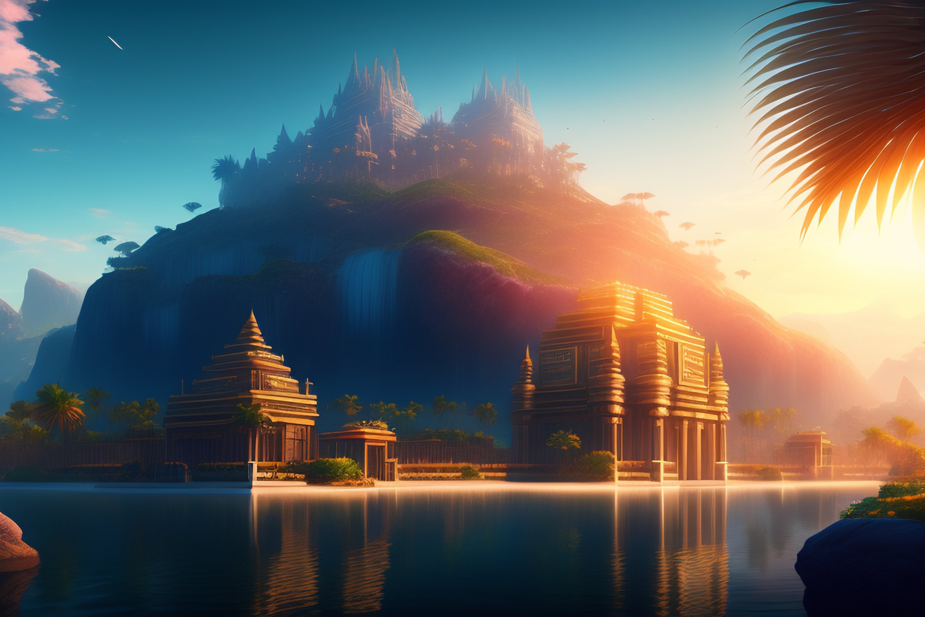 Lexica - Most beautiful and gigantic multiple palace city of the gods ...