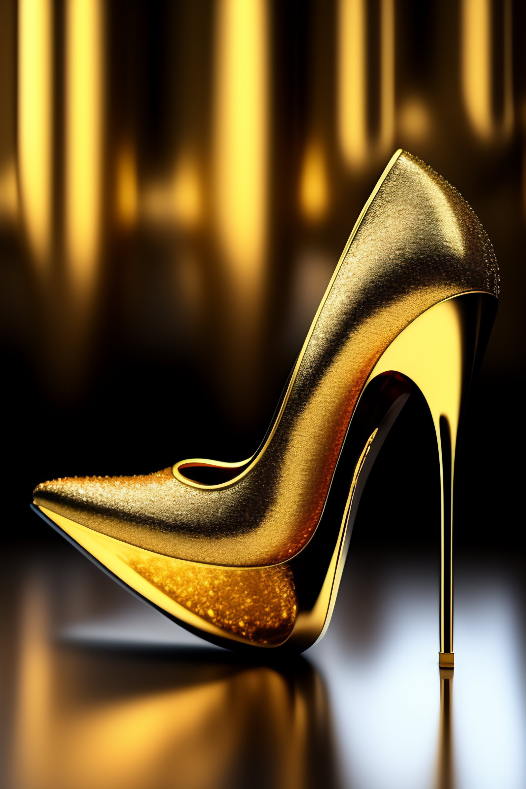 Lexica - Create a luxury shoes gold and black whit diamond on the heels ...