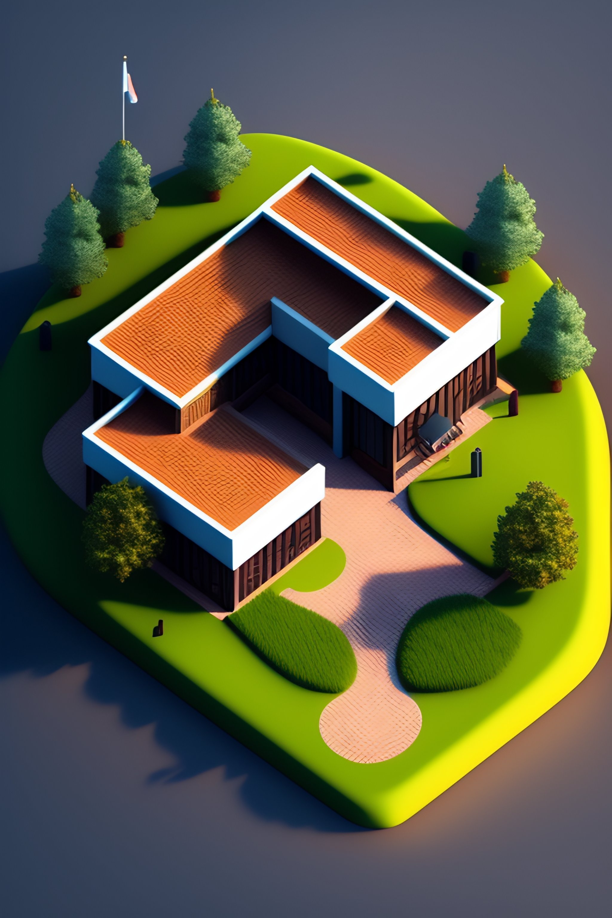 Lexica - Isometric view of a clubhouse at a golf course