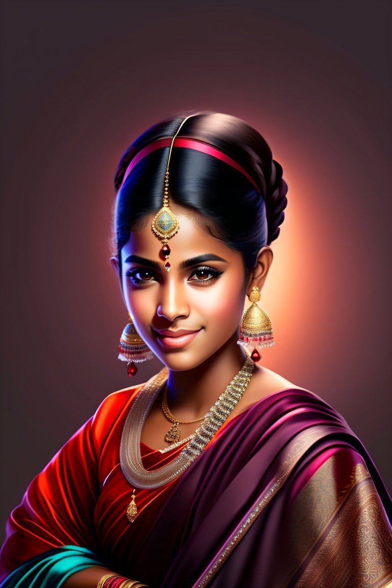 Lexica - A beautiful Malayalee girl stands in a traditional Kerala sari ...