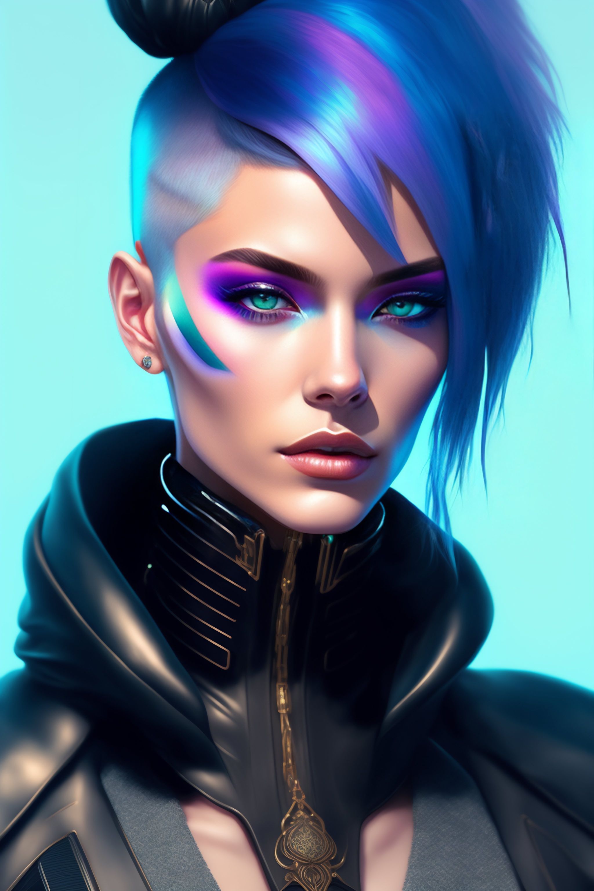 Lexica - Digital portrait painting, cyberpunk woman with a long white ...