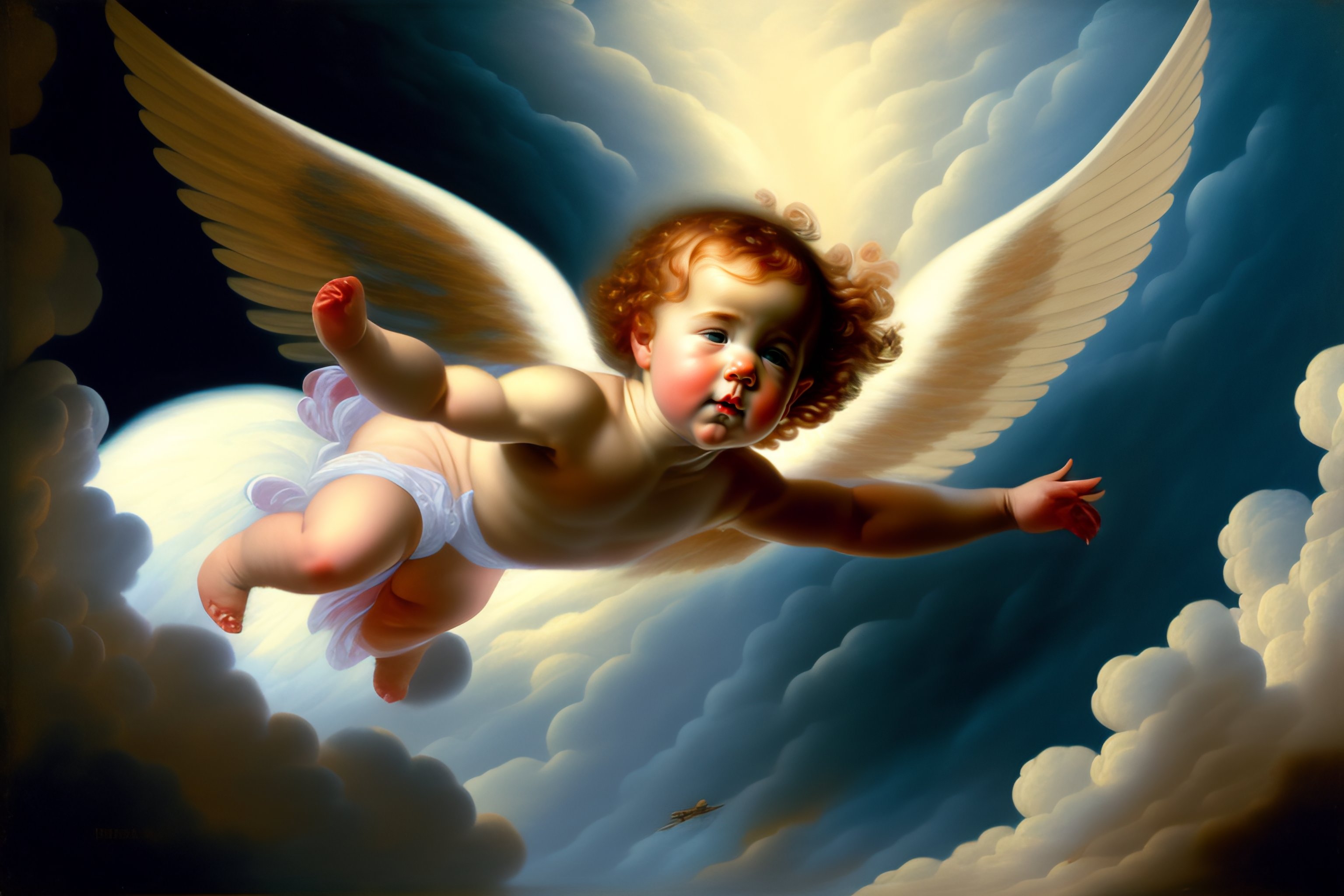 Lexica - Renaissance masterpiece of an angel falling in the sky