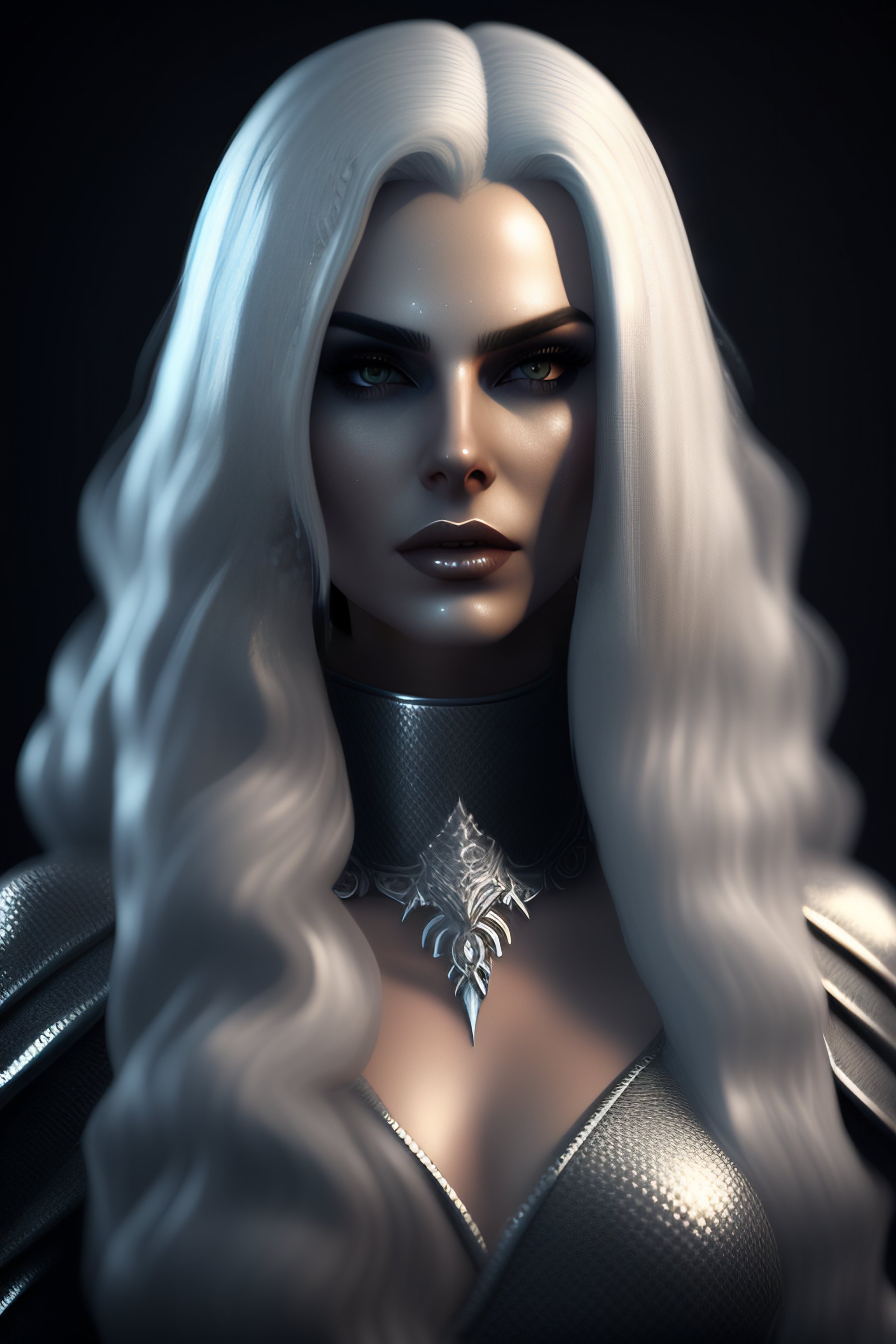 Lexica - Pixel art, silver white long hair, lady vampire, dark 