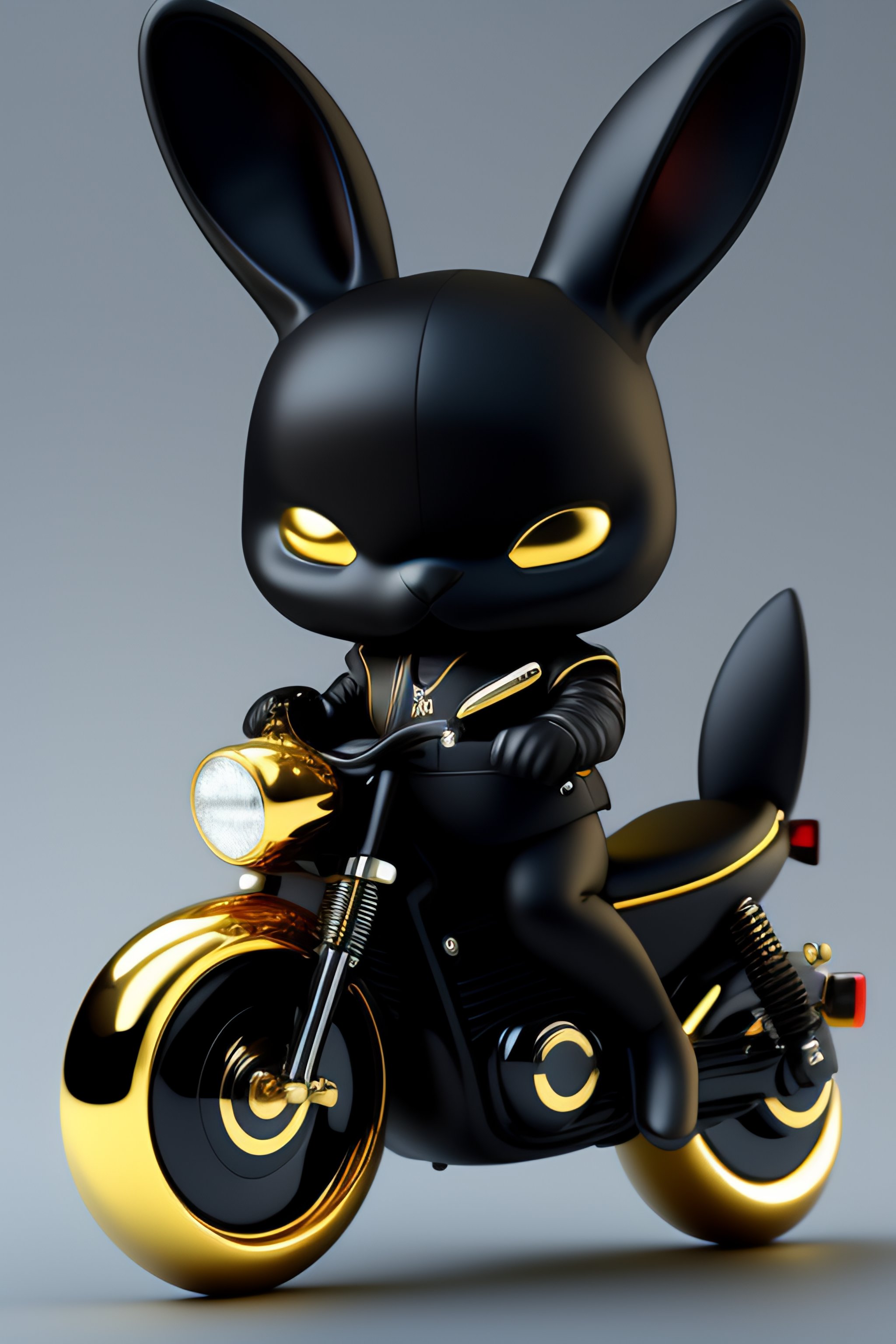 Lexica - Cartoon Black Humanoid Rabbit with large white eyes leather ...