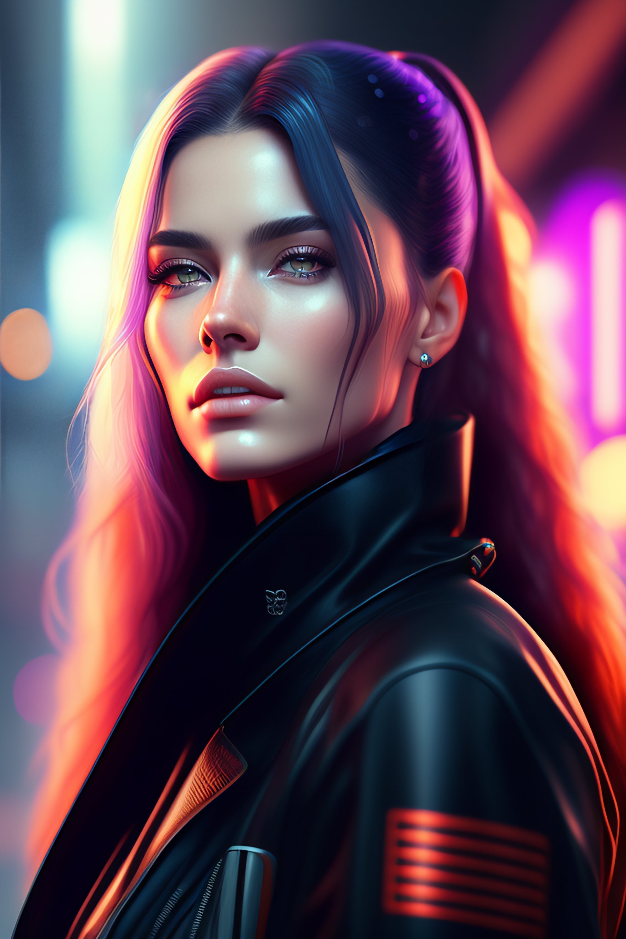 Lexica Photoreal Full View Cyberpunk Girl Portrait Render Digital Art 5047