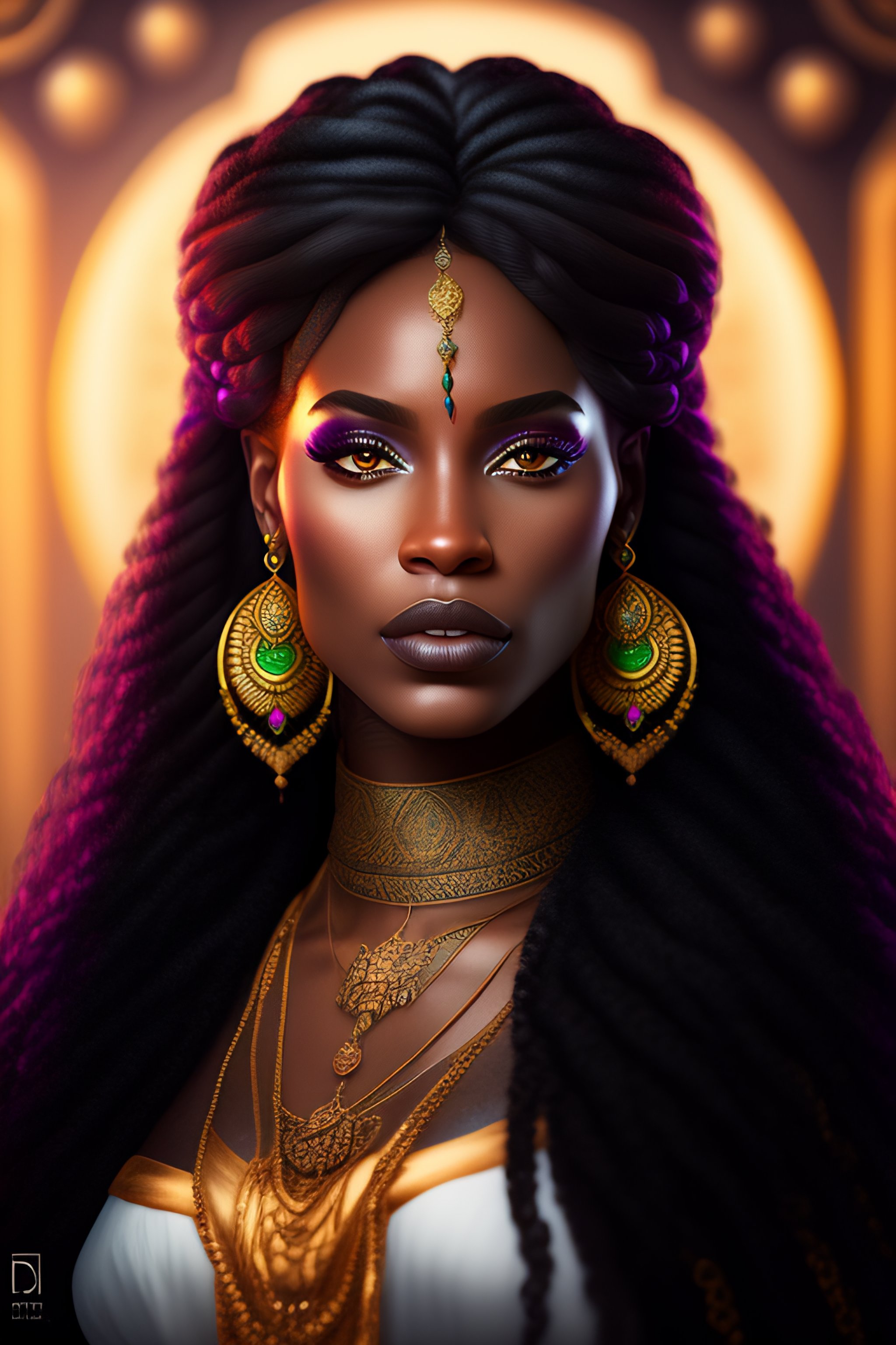 Lexica - Stunningly beautiful black woman, rapunzel long hair, tattoos ...