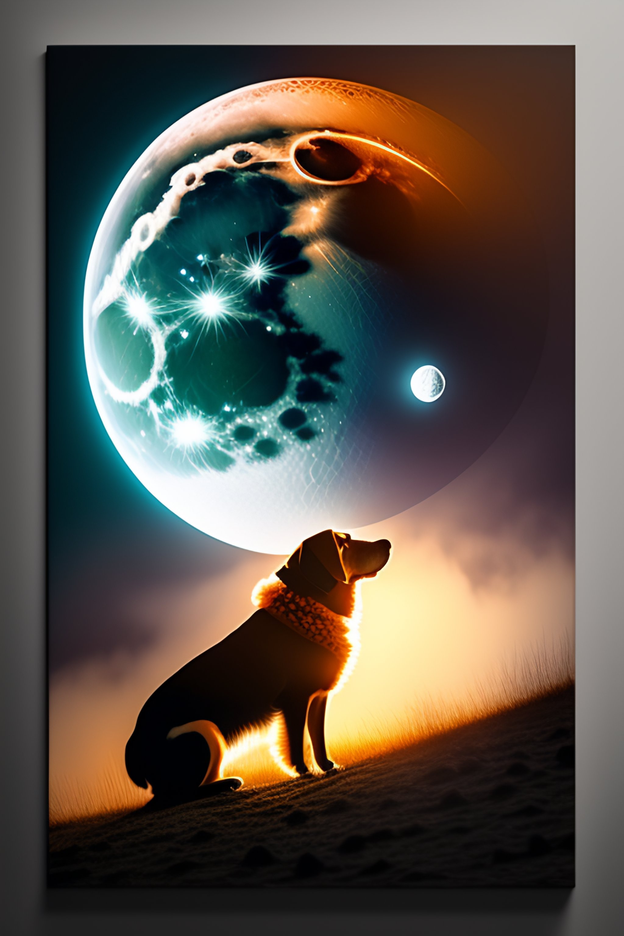 Lexica - A dog kissing the moon