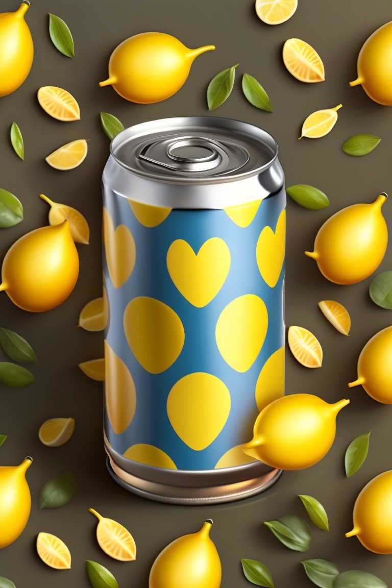 Lexica - Beverage can, drink with lemon, lemon pattern, 8k, realistic ...