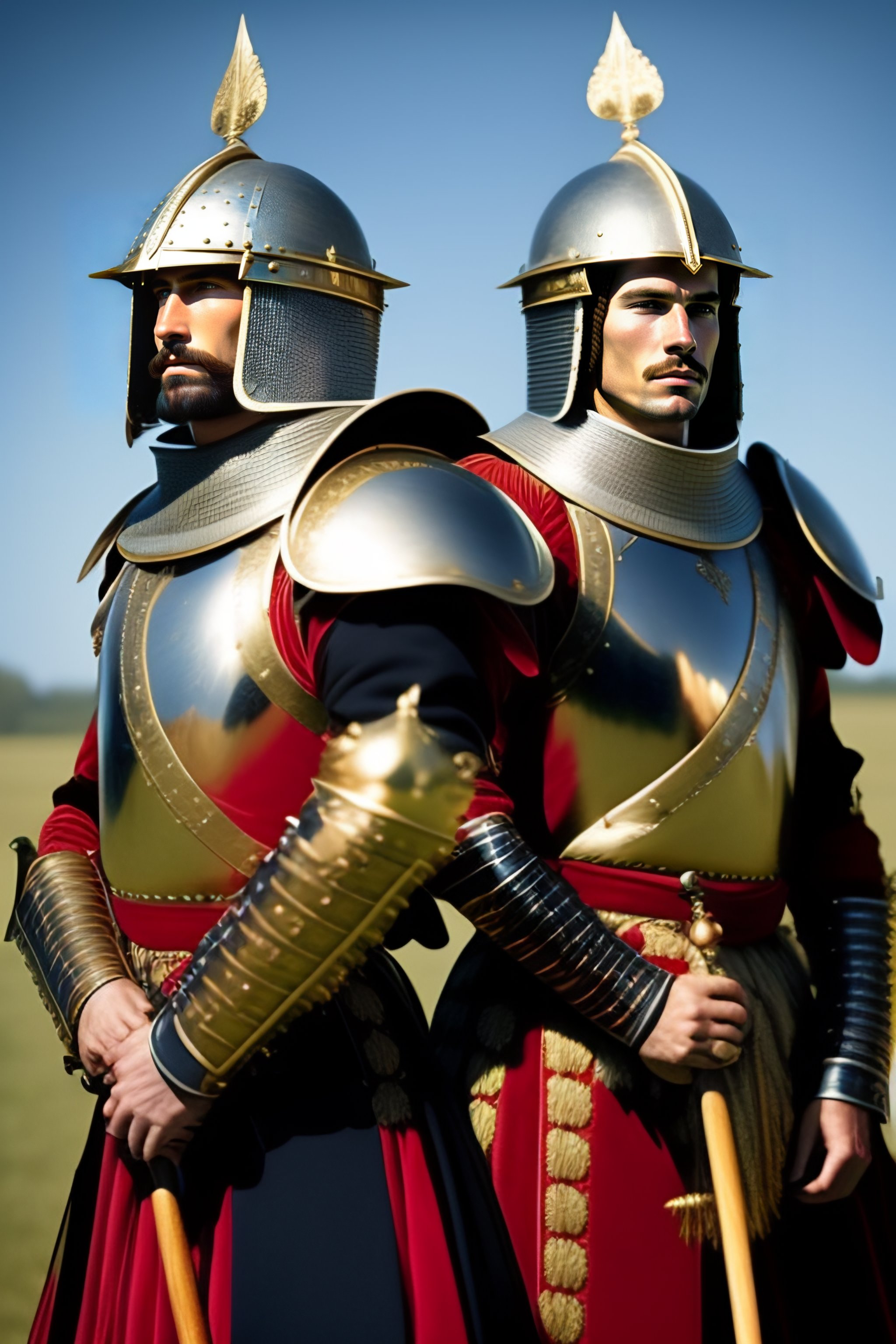 Lexica - A group of 16th century pikemen, cuirass, helmet, long pike