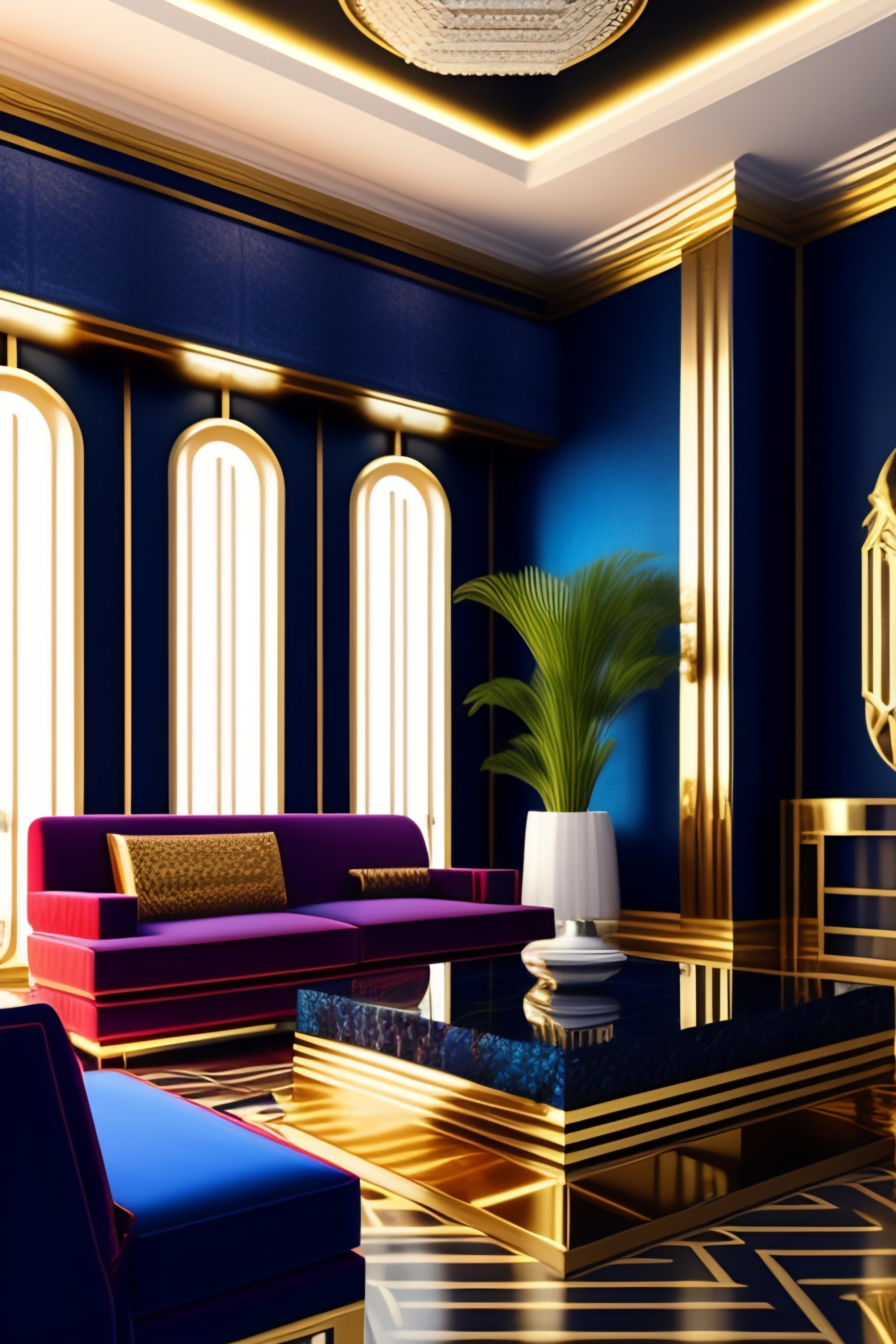 Lexica - Beautiful Art Deco giant living room, interior design ...