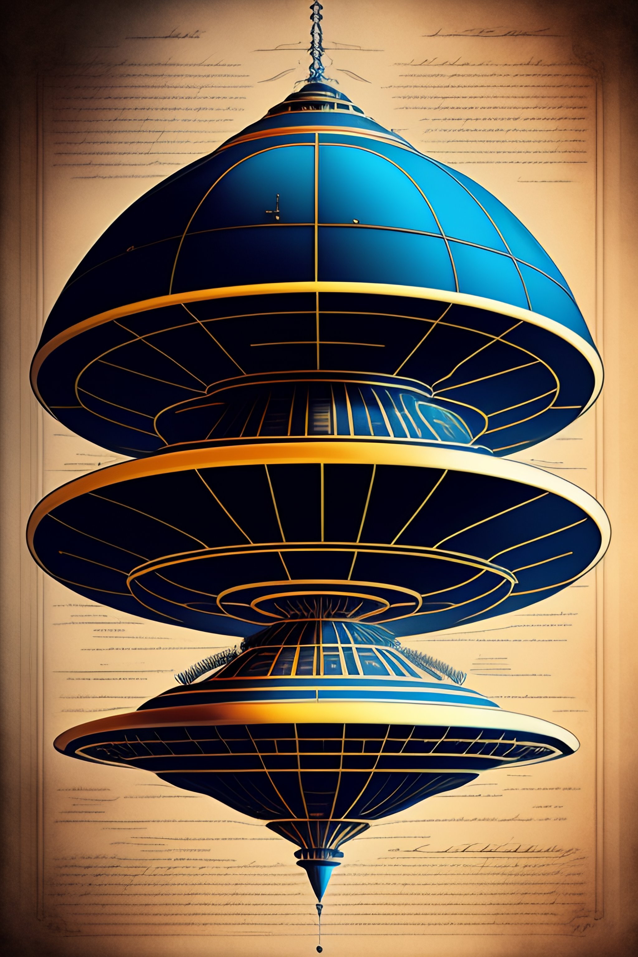 Lexica Alien spaceship, in the style of DaVinci invention sketches