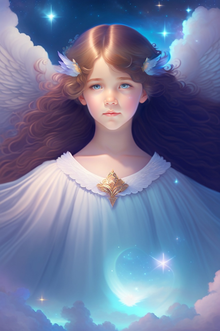 Lexica - A cute little girl with shoulder length curly brown hair and ...