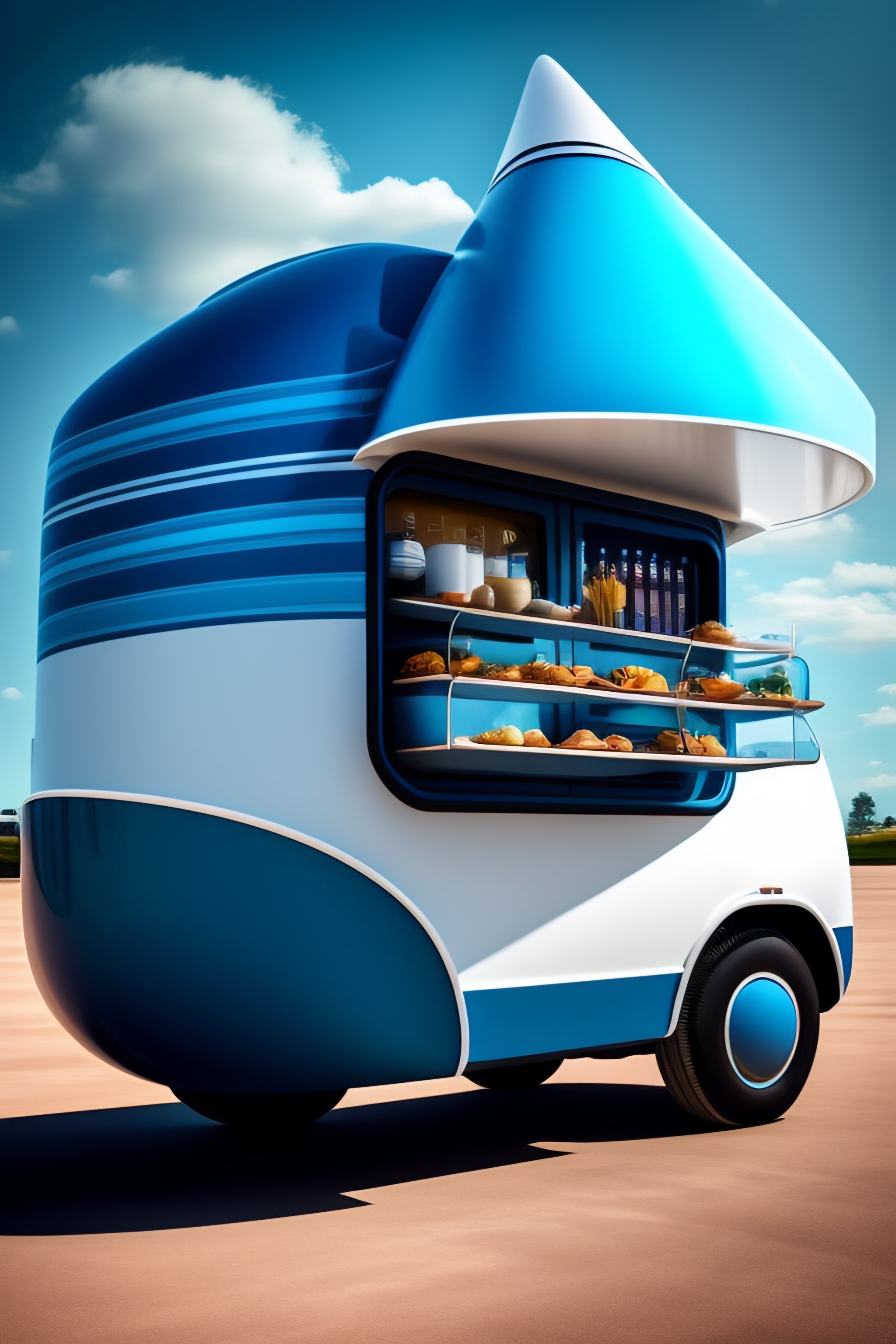 Lexica Food Truck Futuristic Design Spaceship White Blue   96a63ef9 46b2 4a94 Ad31 F1e59c16a7ee