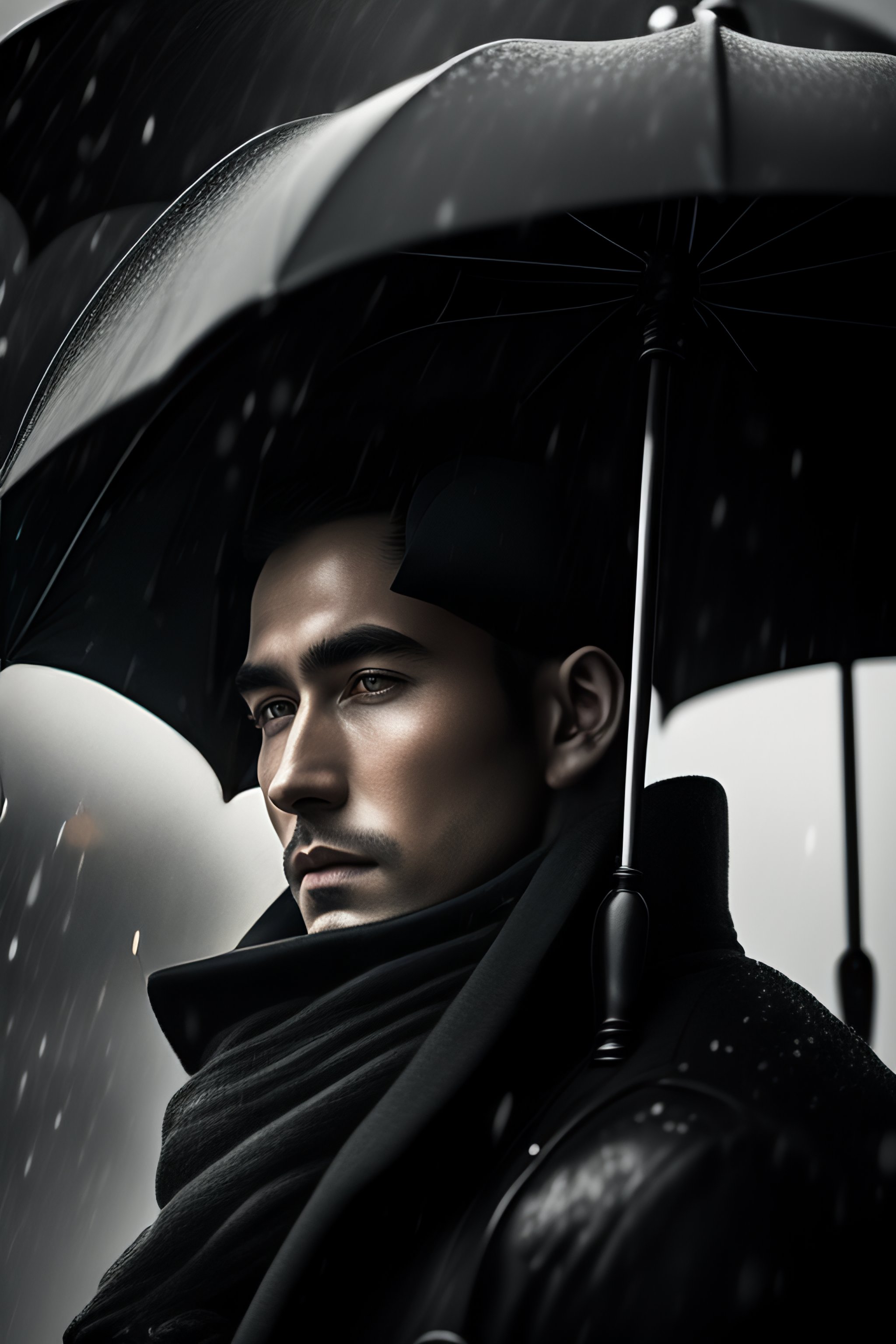 Lexica Black and white old portrait style painting of a man with no