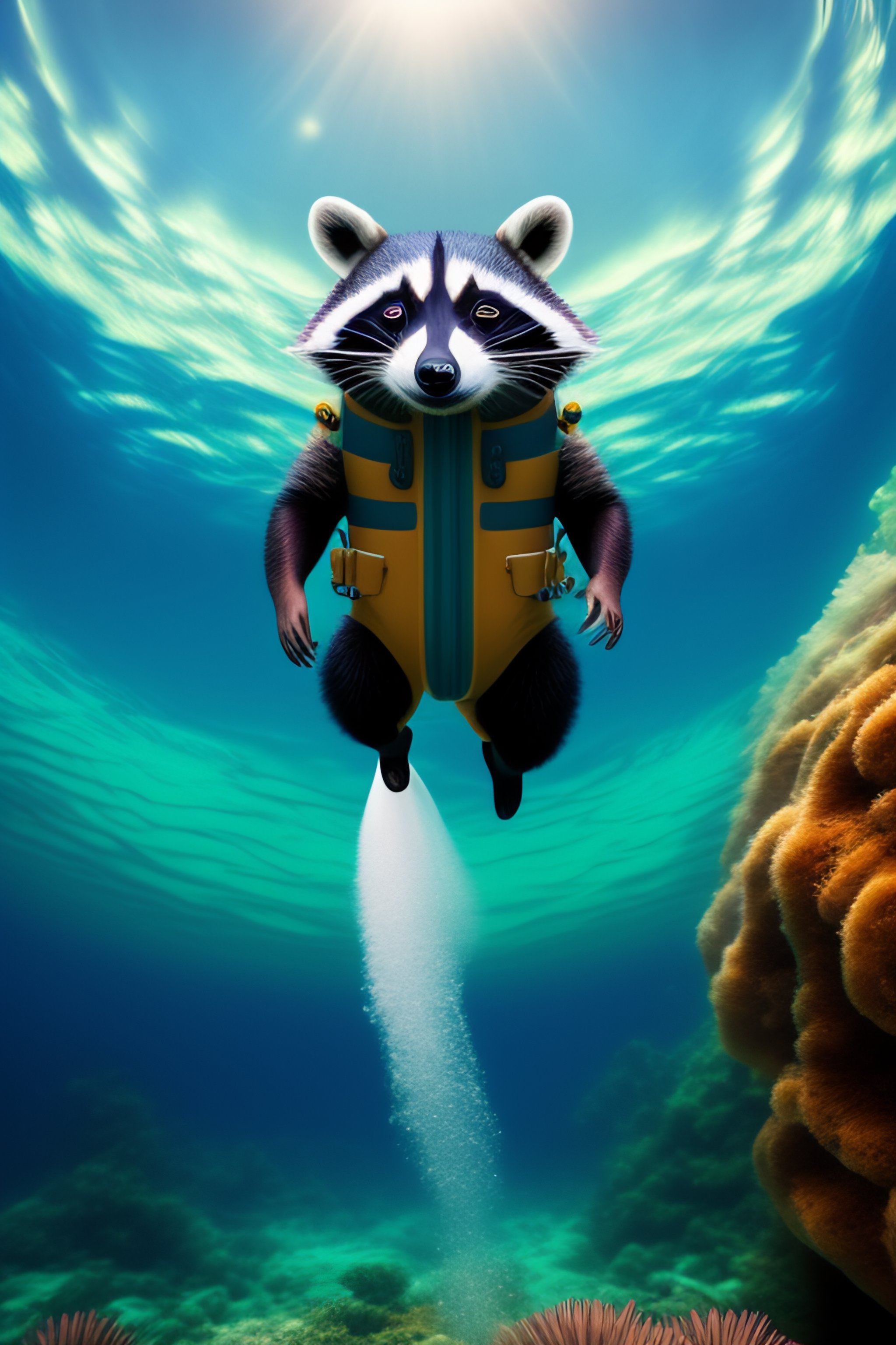 lexica-crazy-raccoon-in-a-diving-suit