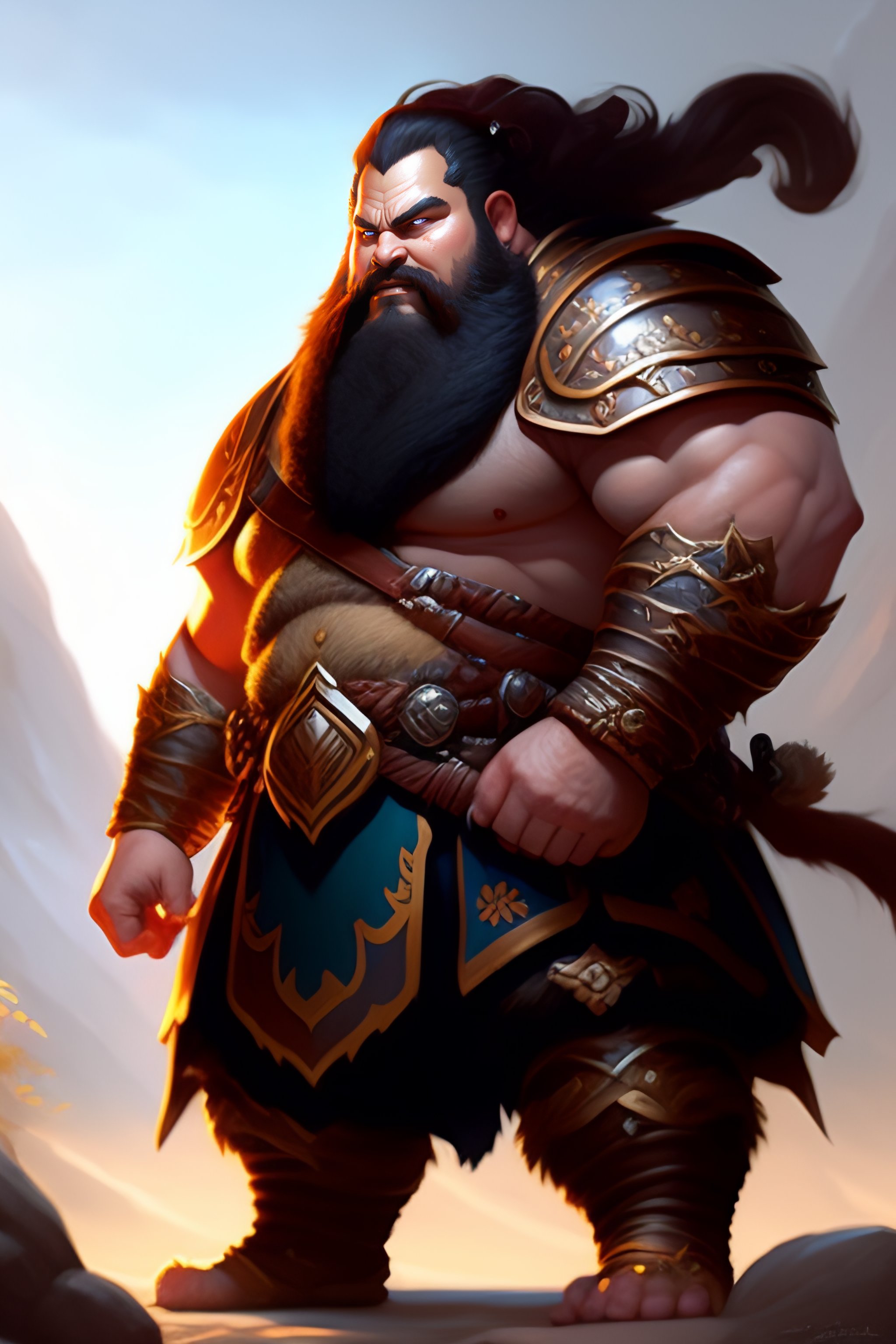 Lexica - Fearsome portrait of a dwarven warrior fighting a monster by ...