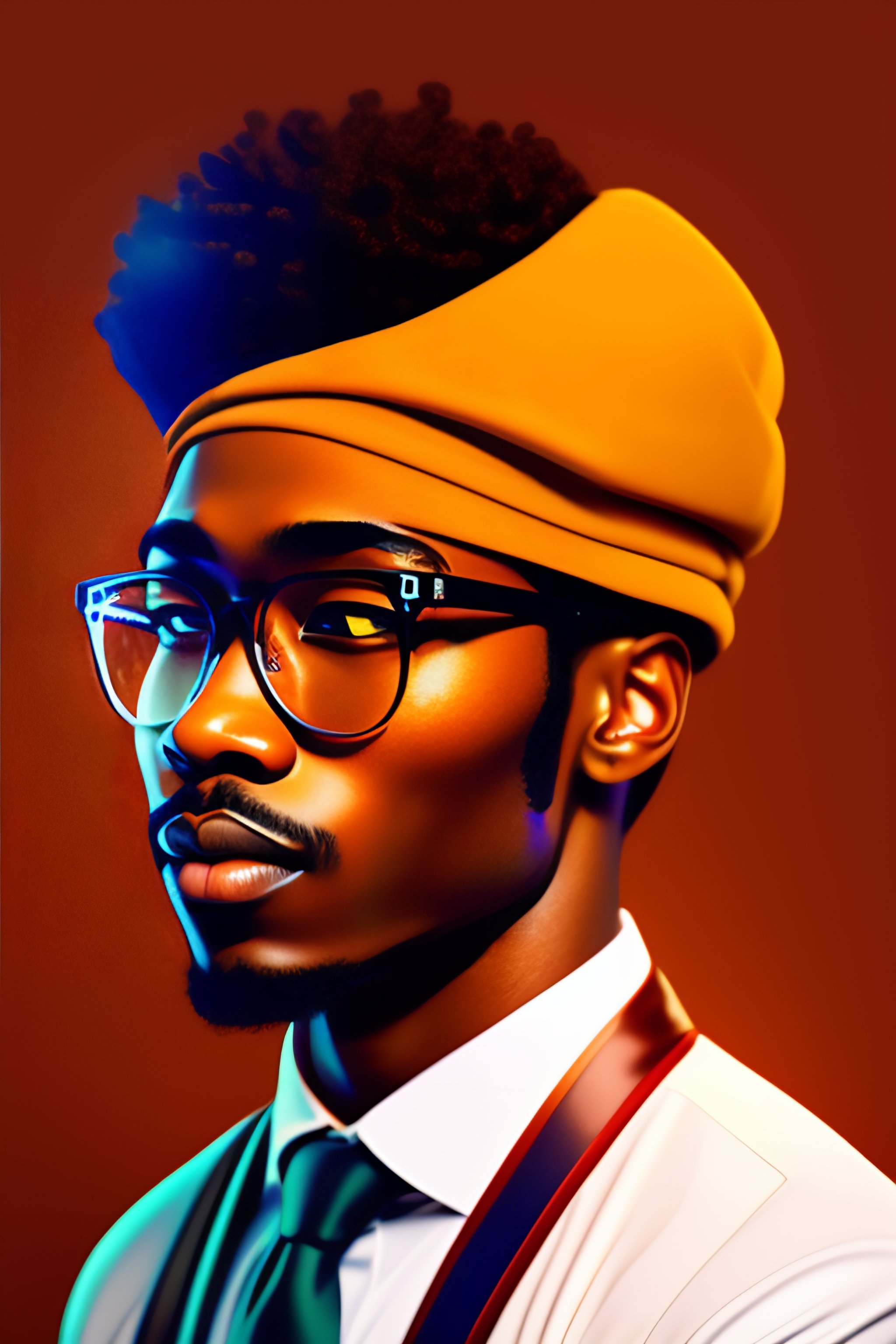 Lexica - Anime guy face, brown skin, glasses logo, simplistic ...