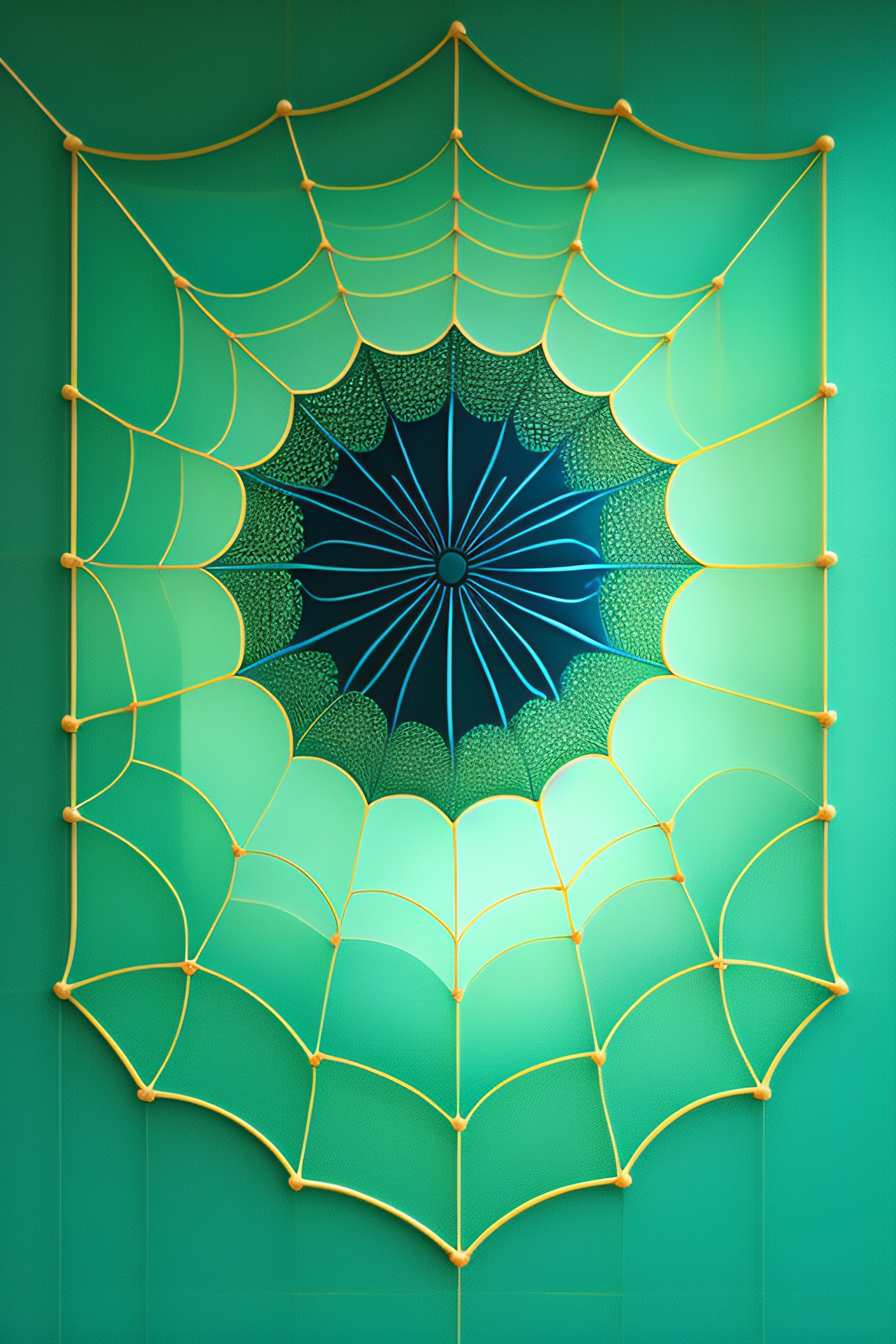Lexica - Computer artist's rendering of a spider web in sea green theme
