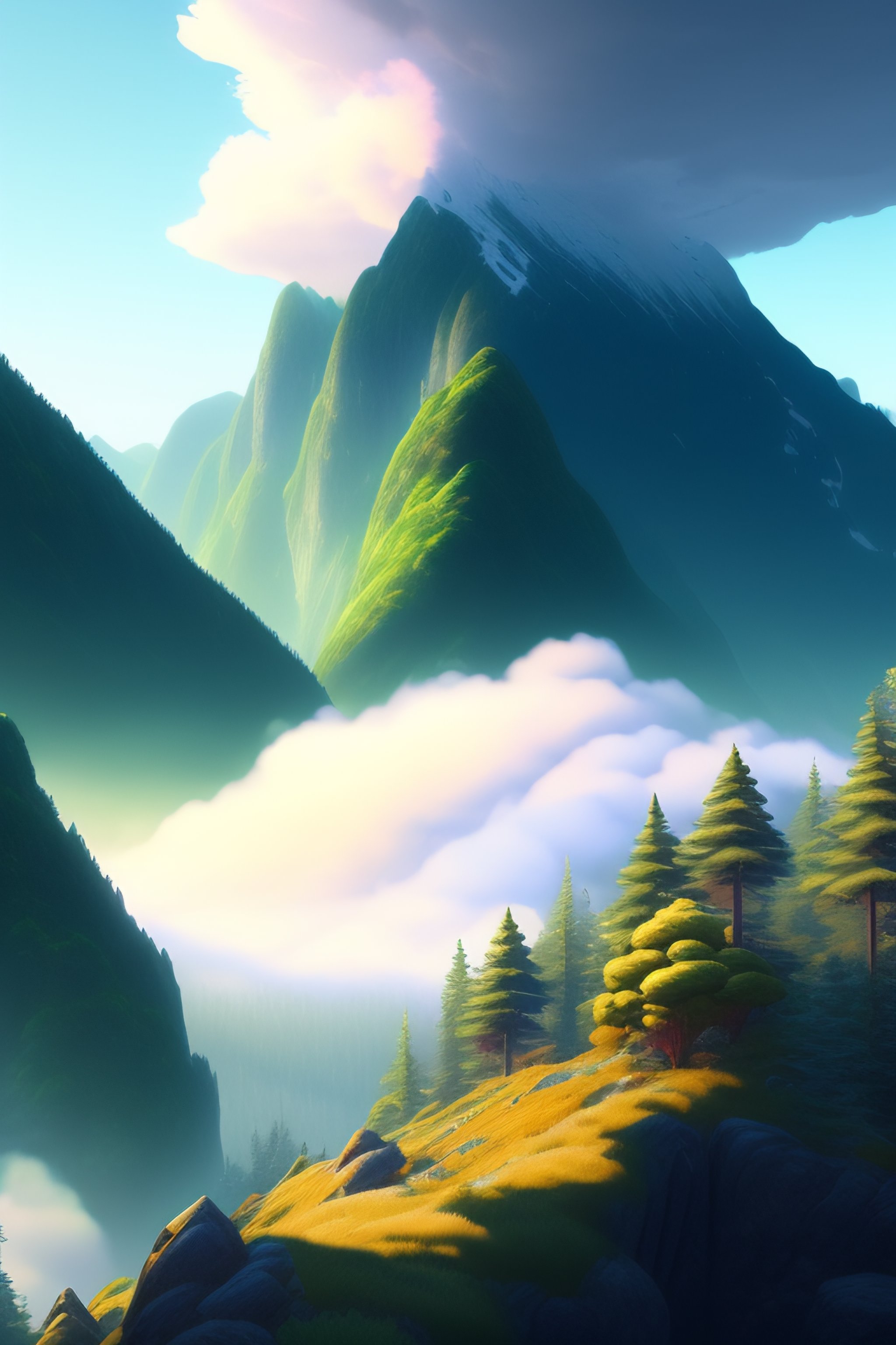 Lexica - A highly detailed digital art painting of a snowy mountain ...