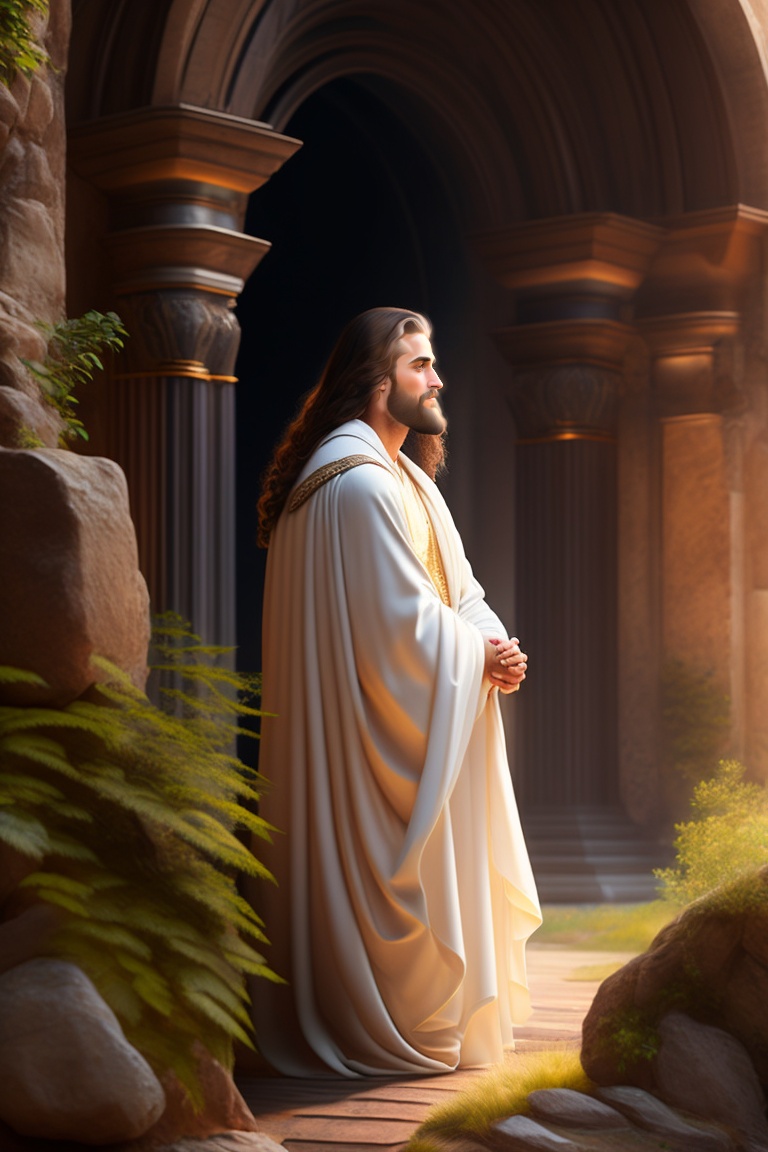 Lexica - Jesus Christ in white robes in an environment reminiscent of ...