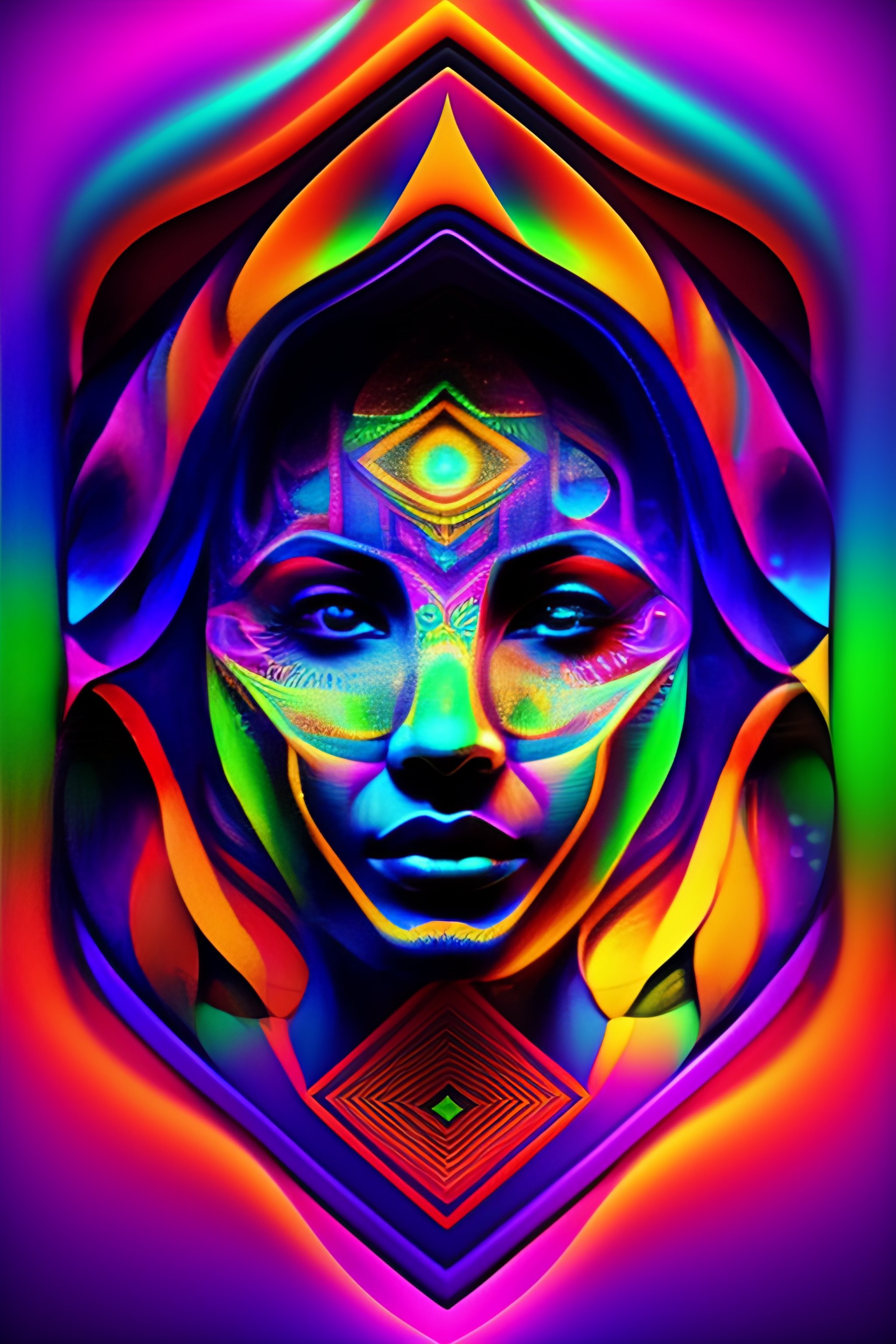 Lexica - Psychedelic entity, ayahuasca, symmetrical face, geometrical ...