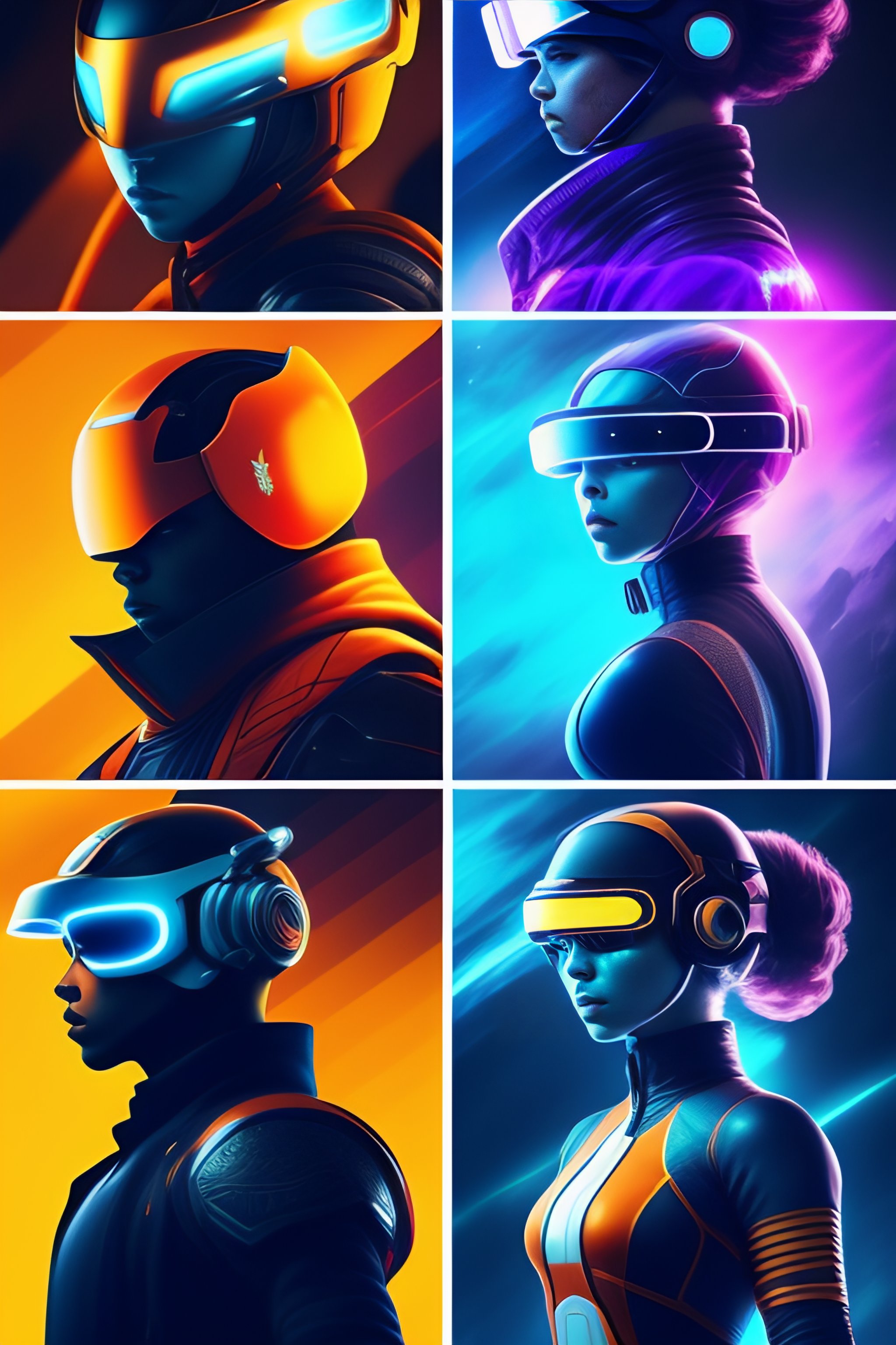 Lexica - Futuristic characters who are athletes tasked with saving the  universe in a game, enders game, VR, strong silhouette, heroes from another  ag...