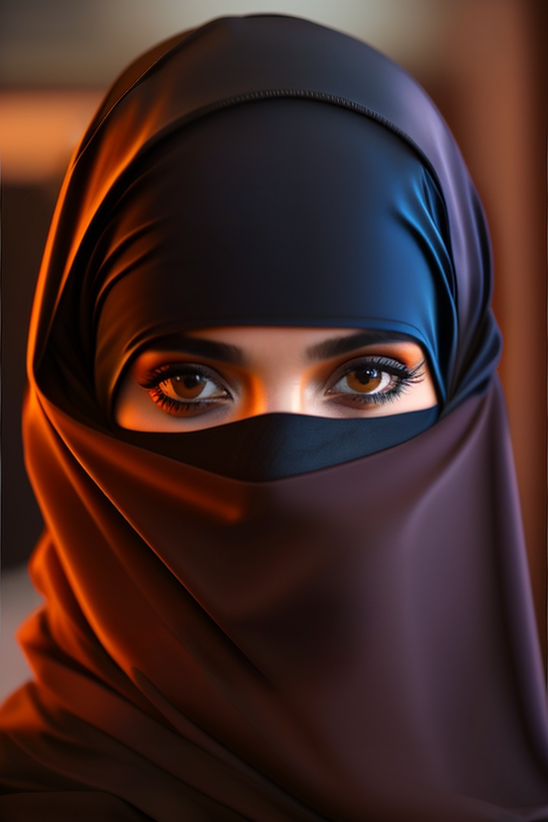 Lexica - A young Muslim woman wearing a black veil hiding her face but ...