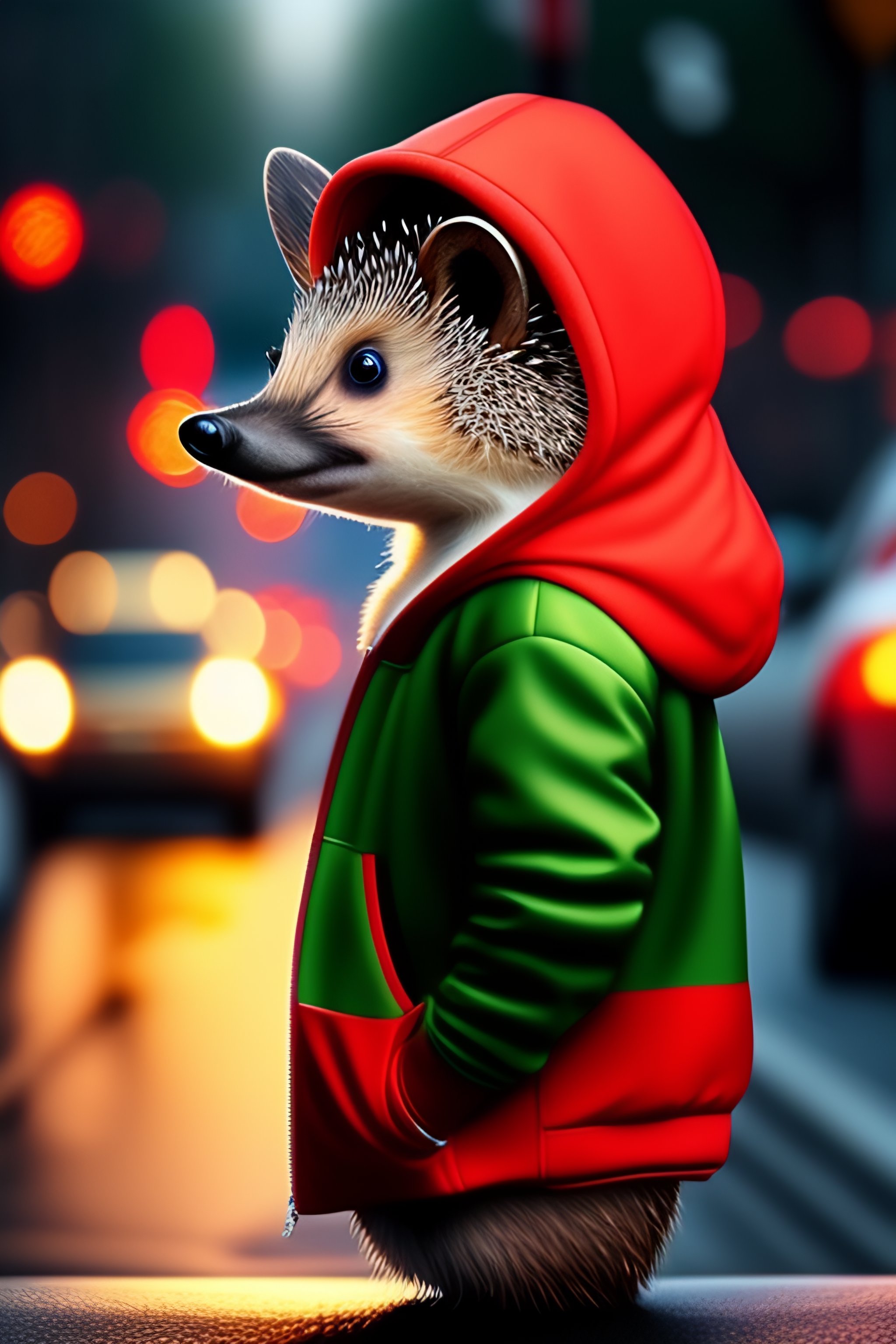 Lexica - A hedgehog waits at a set of traffic lights, Hedgehog is ...