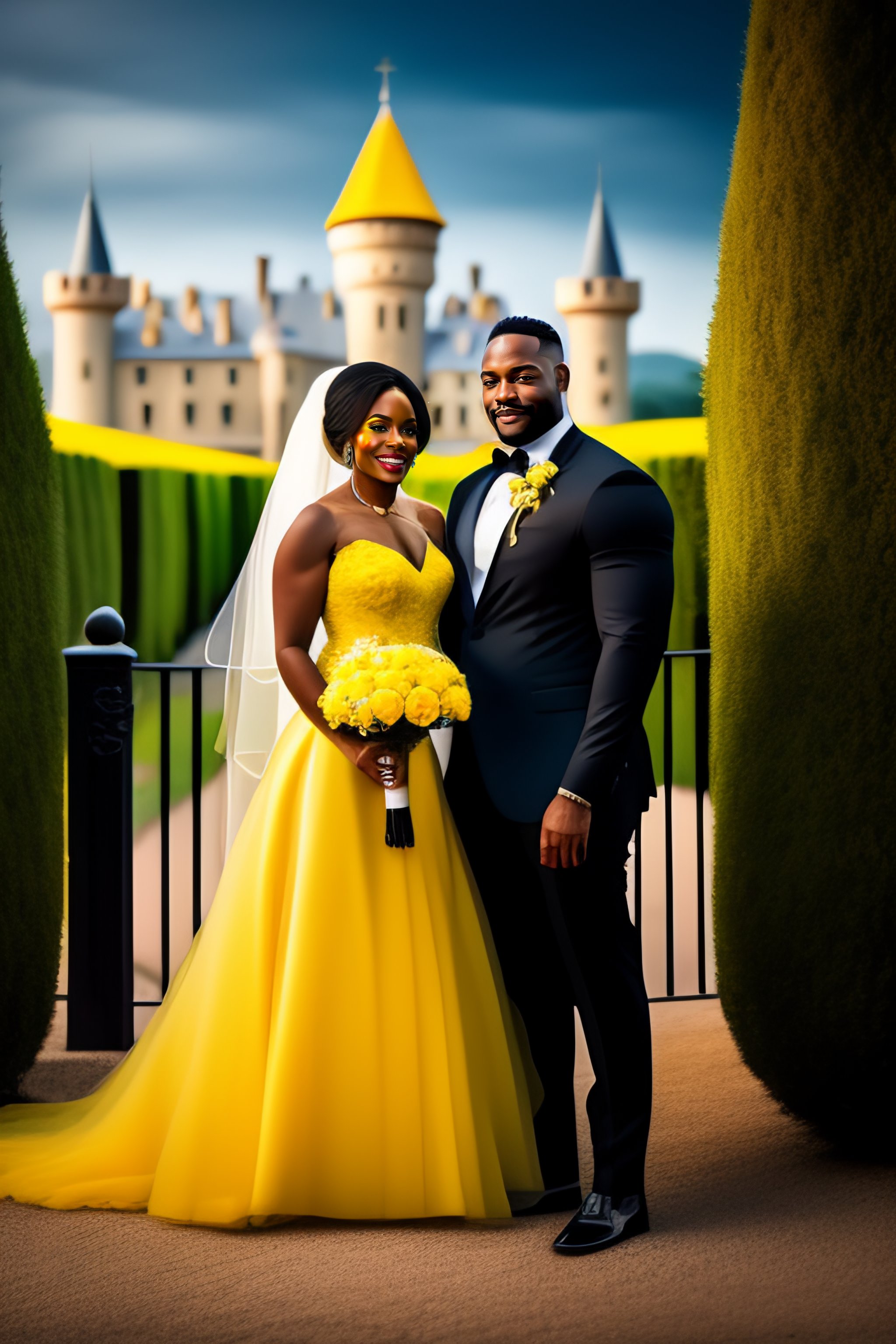 yellow and black wedding dress Black and Yellow Strapless Embroidered Wedding Dress with Sash
