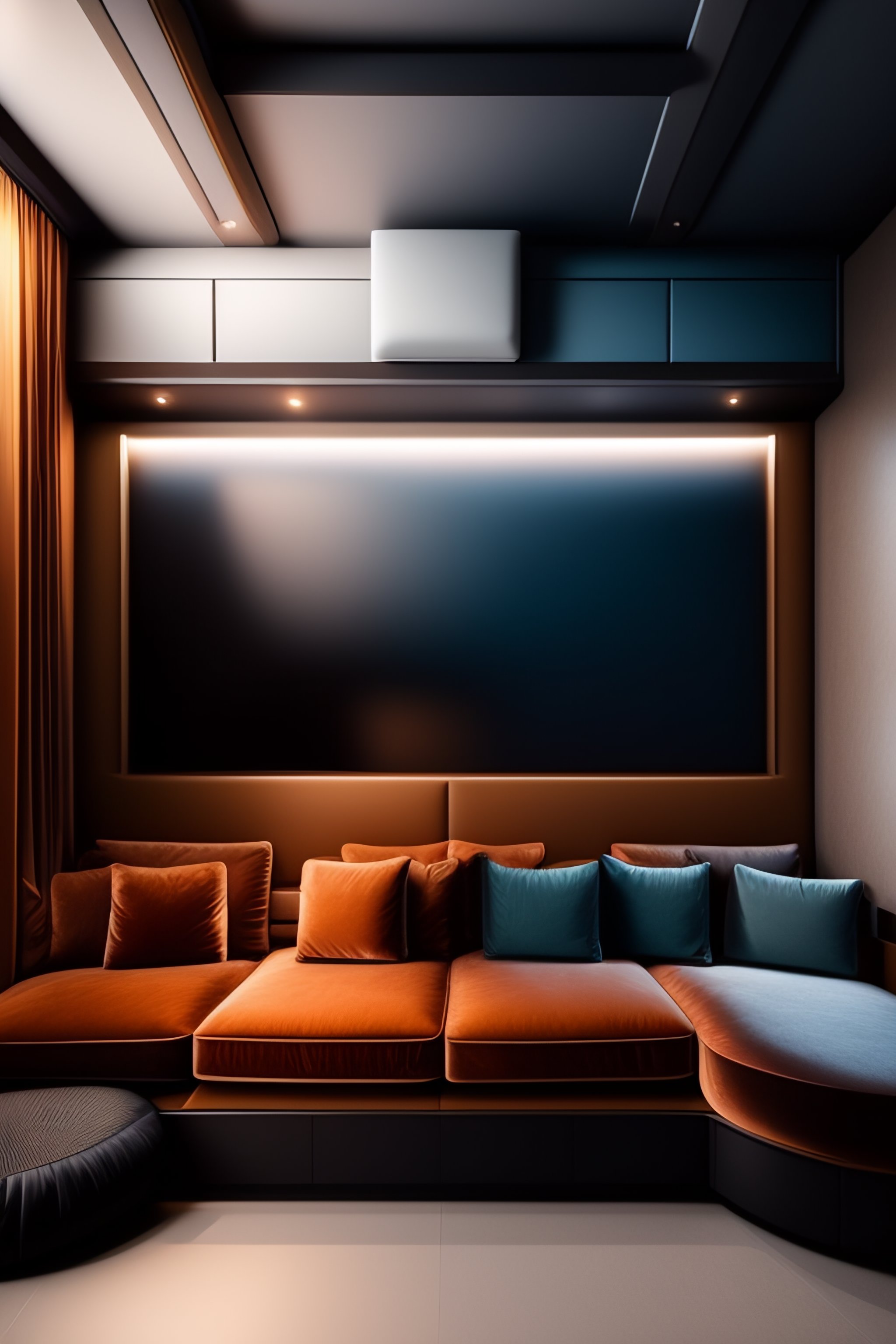 Lexica Projector room, sofa, speaker