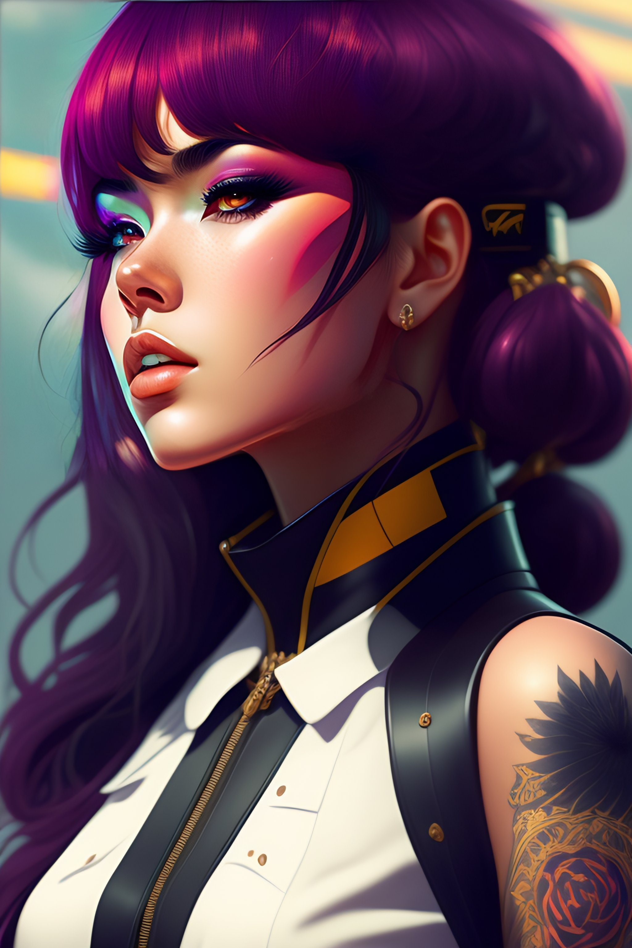 Lexica - A portrait of a beautiful punkrock girl, art by ilya kuvshinov ...