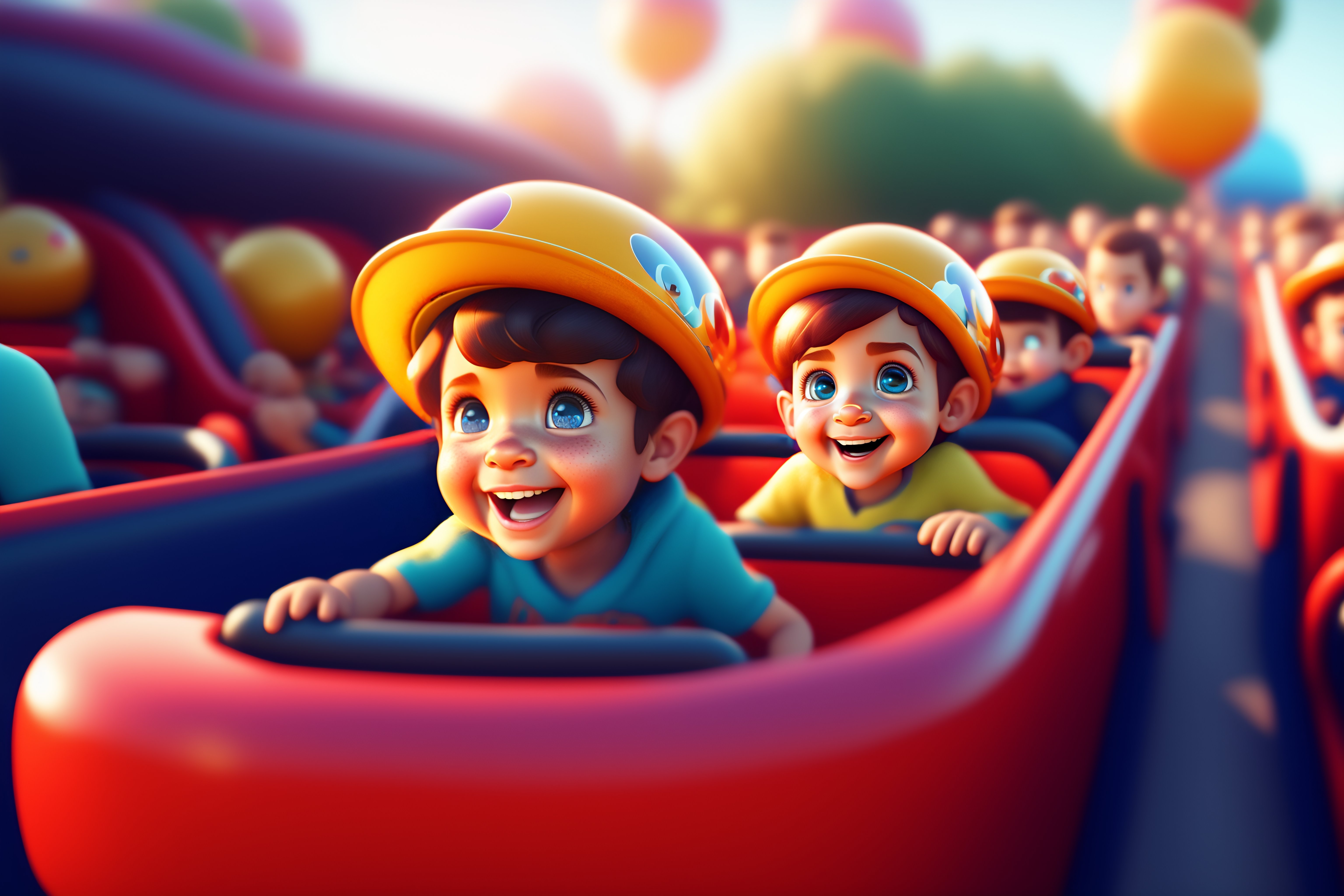 Lexica - Pixar animation style Children on a rollercoaster, rendered ...