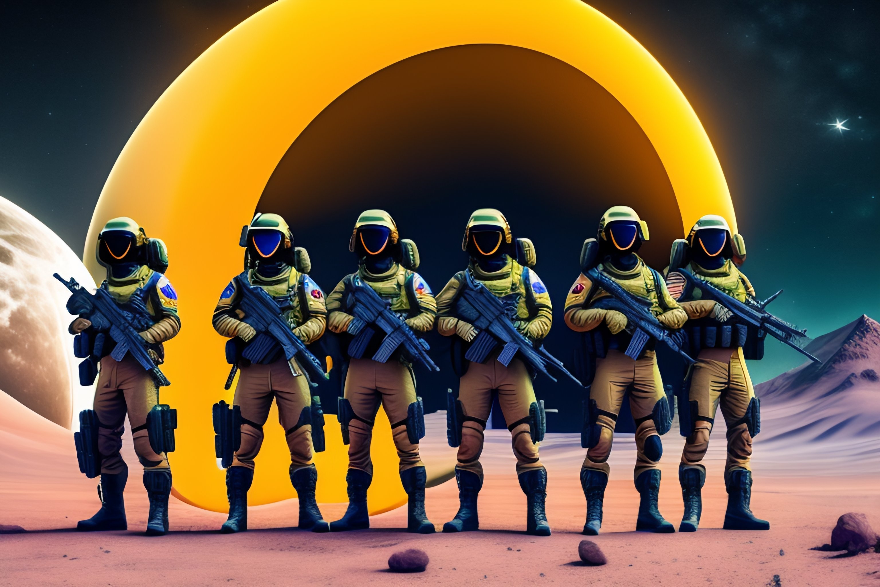 Lexica - Five neon rabbits from the special forces squad, dressed in ...