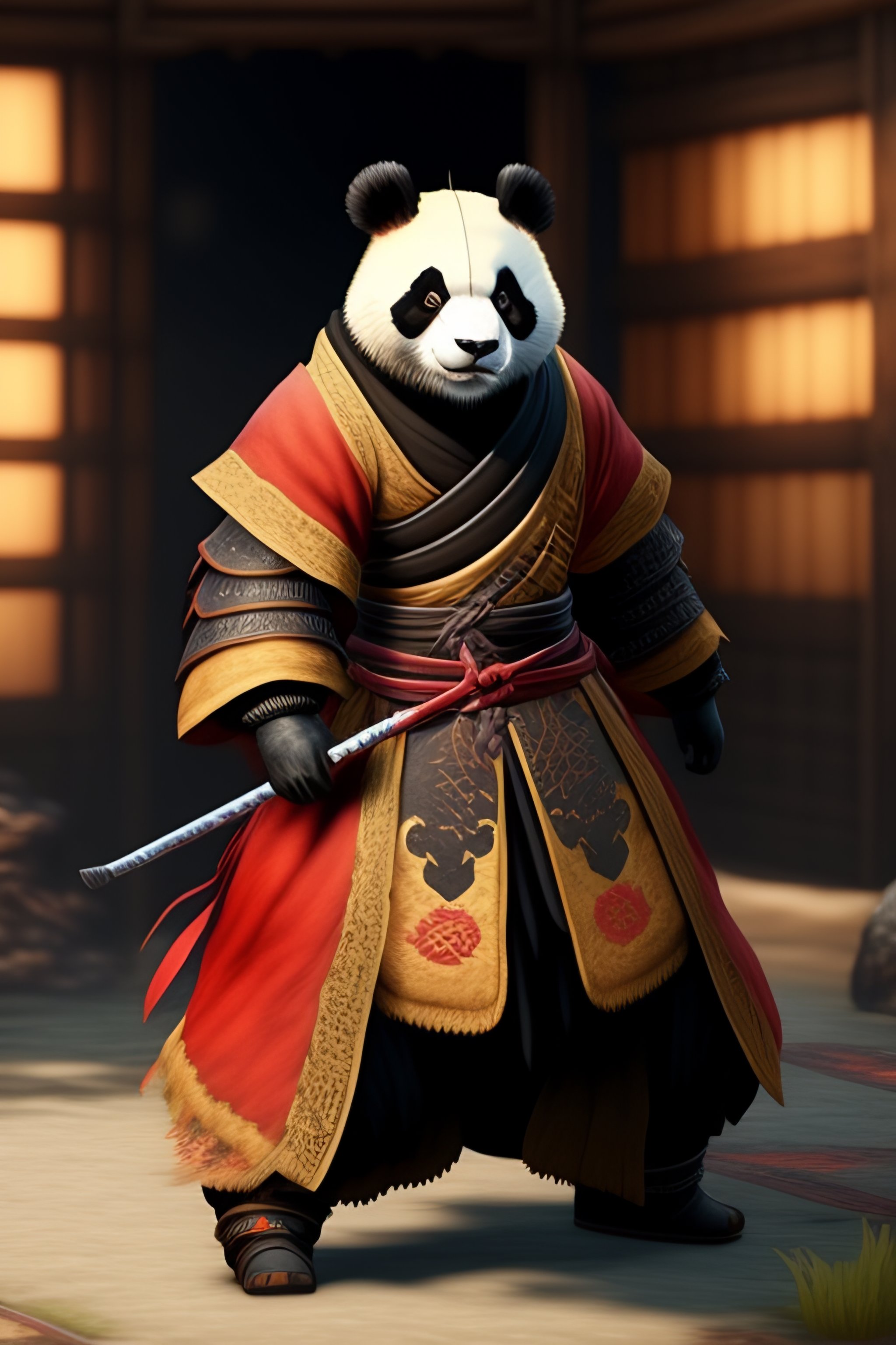 Lexica - Kunfu panda dress like a sekiro, 2d, cartoon