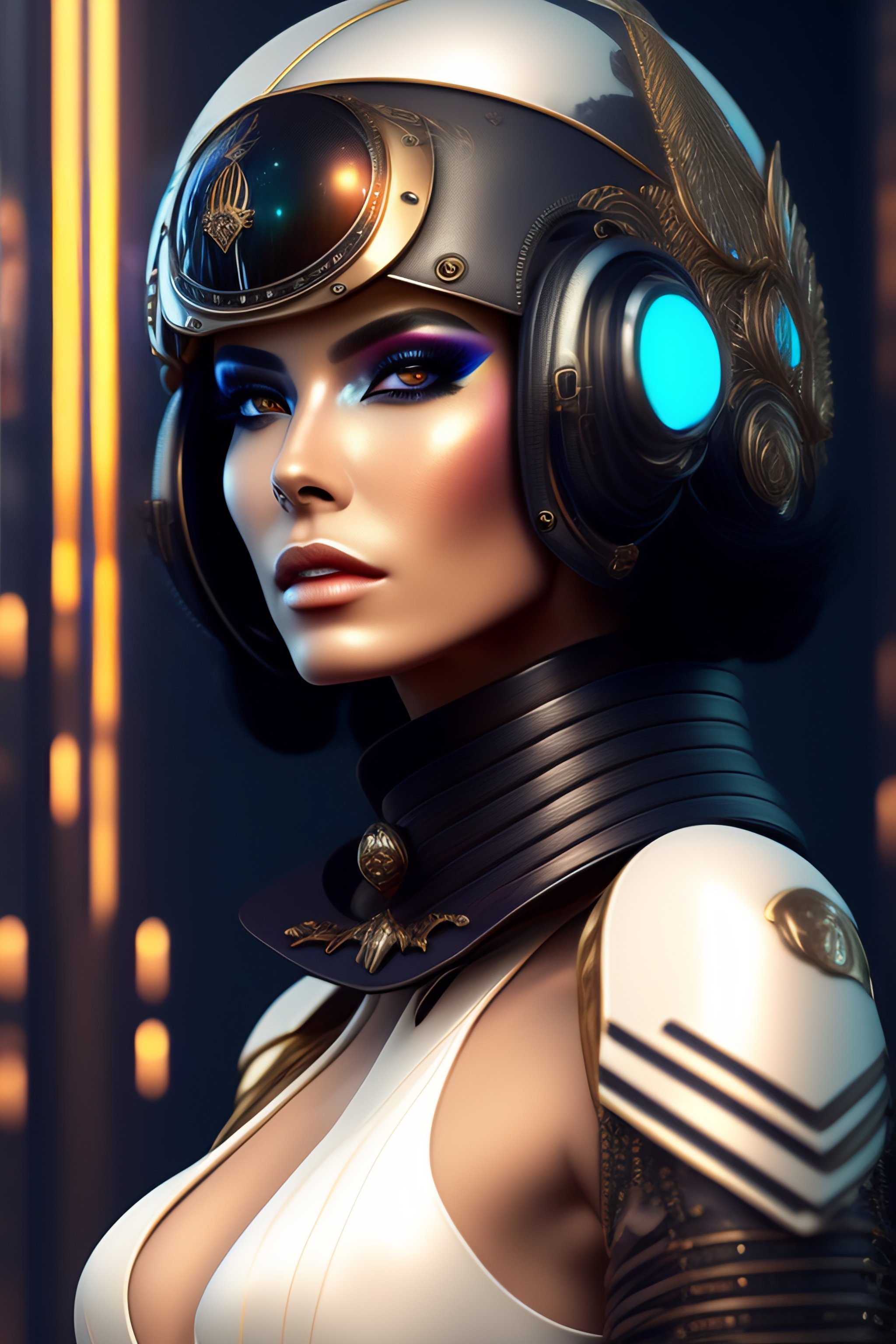 Lexica - Futuristic cyberpunk style, a close face with helmet on ...