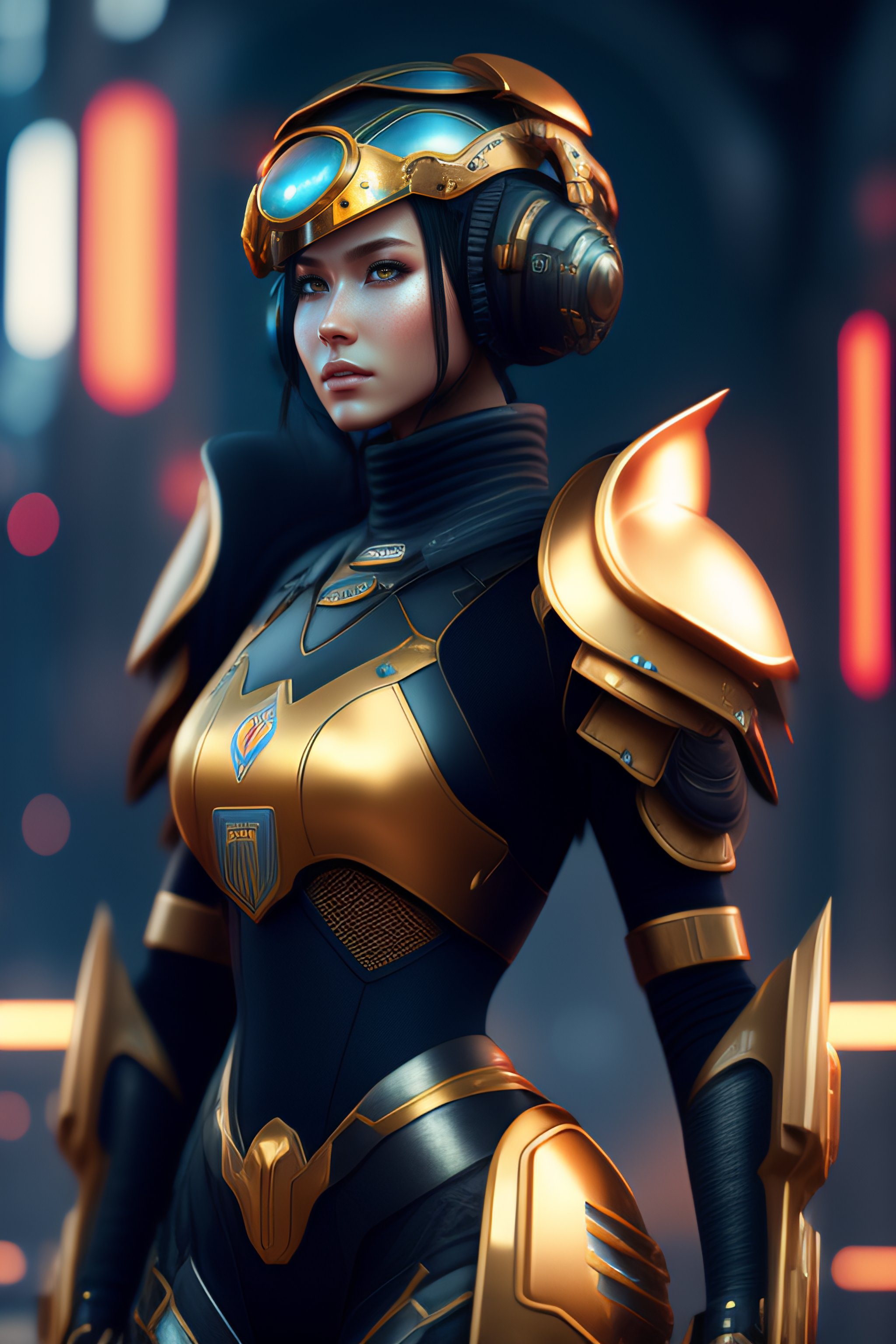 Lexica - Mech punk armour with short hair girl, battle status, hyper ...