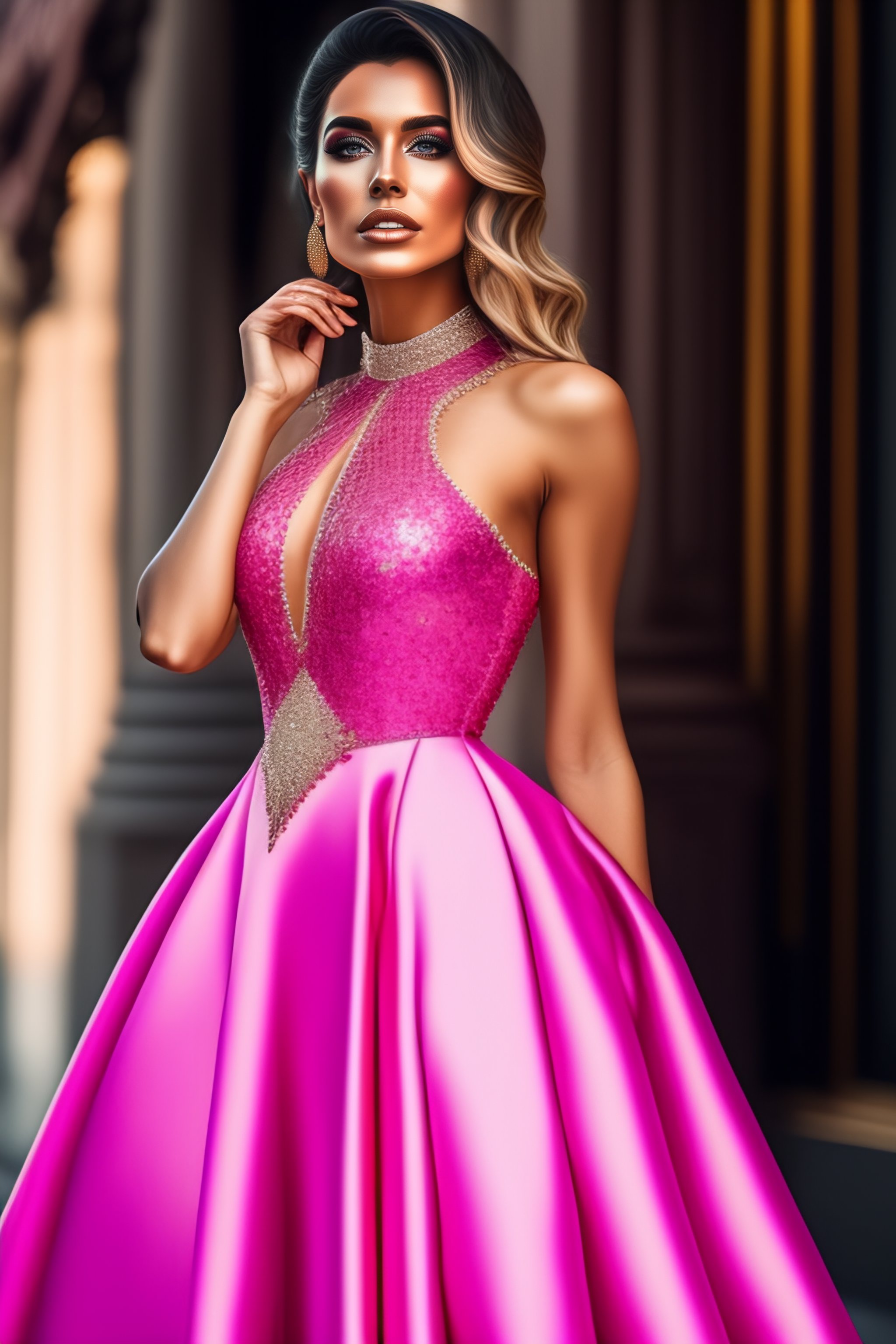 Pink dress with on sale diamonds