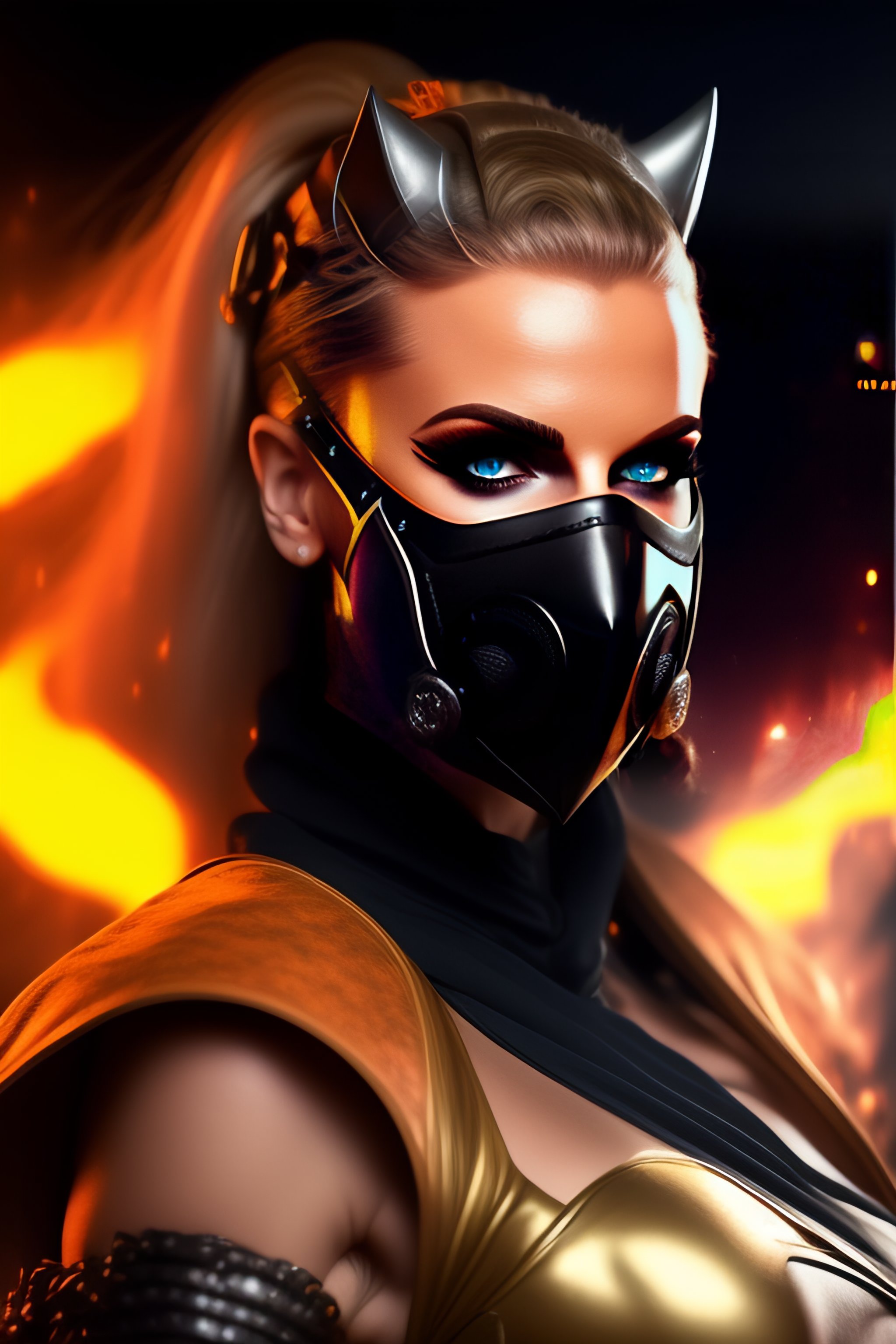 Lexica - Fantasy female dust archer with mask from mortal kombat