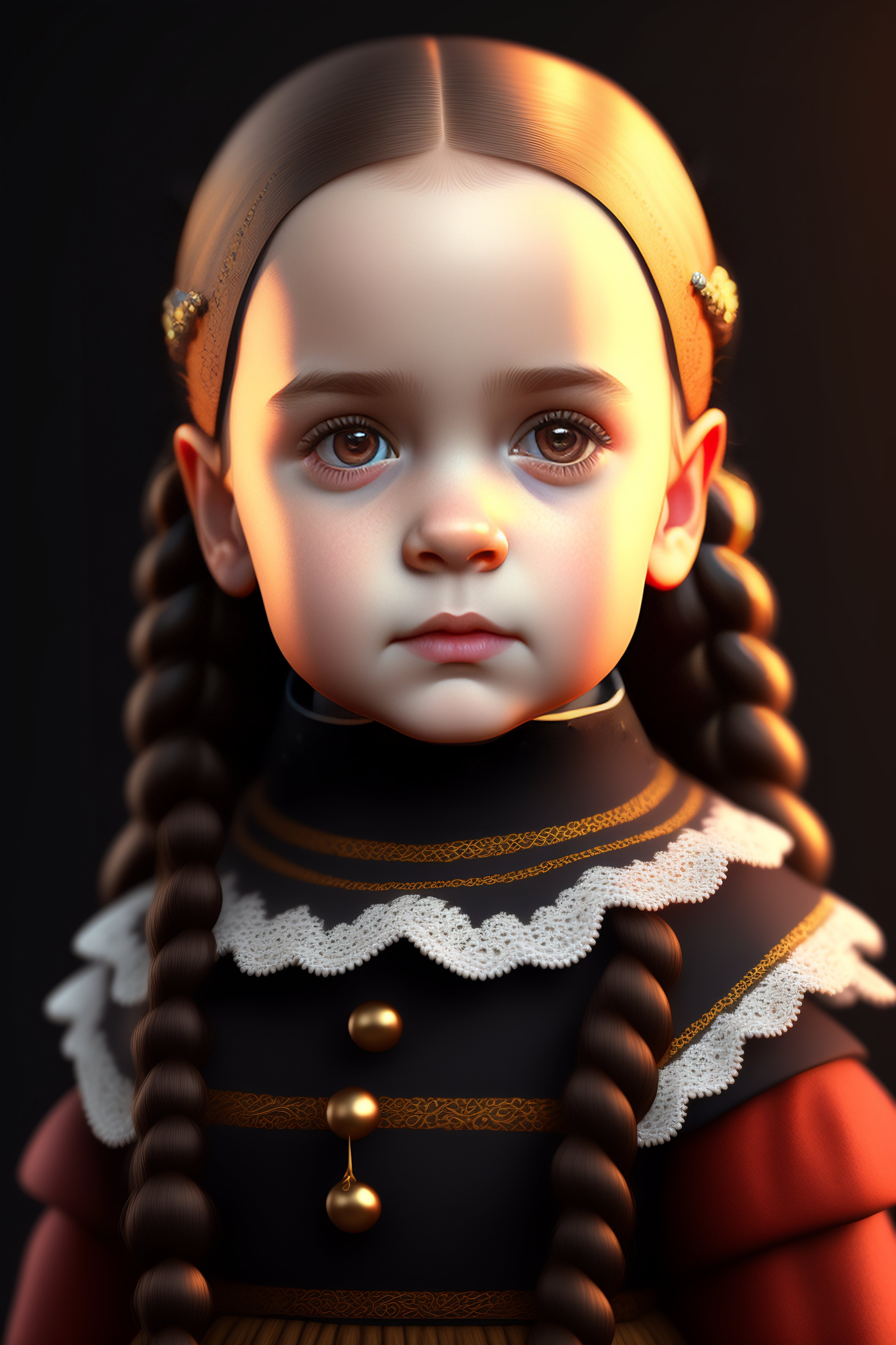 Lexica - Baby Wednesday Addams, moonwalker, render, rembrandt ...