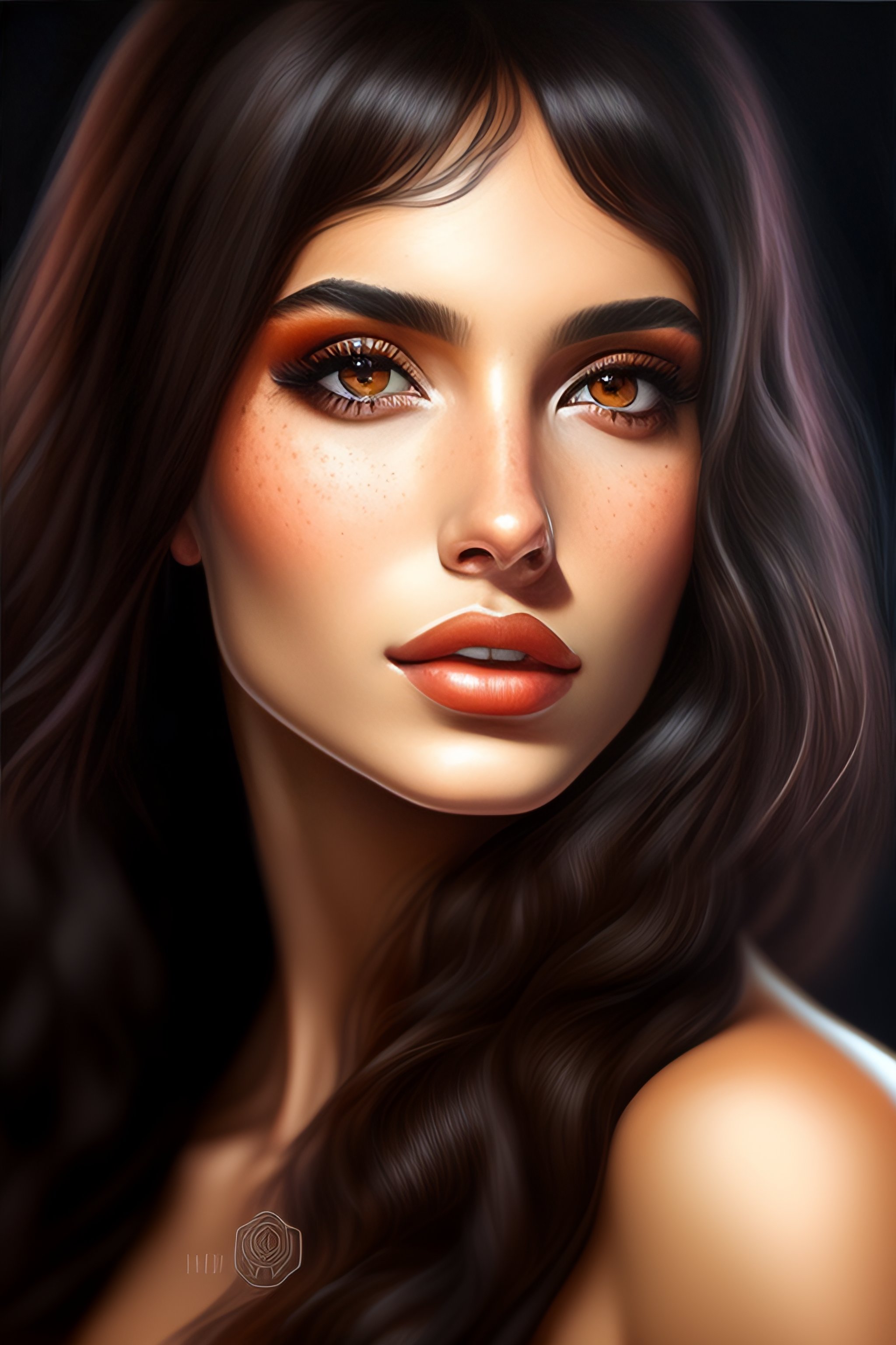 Lexica Spanish, Latina, Egirl, Bangs, Black hair, Brown eyes