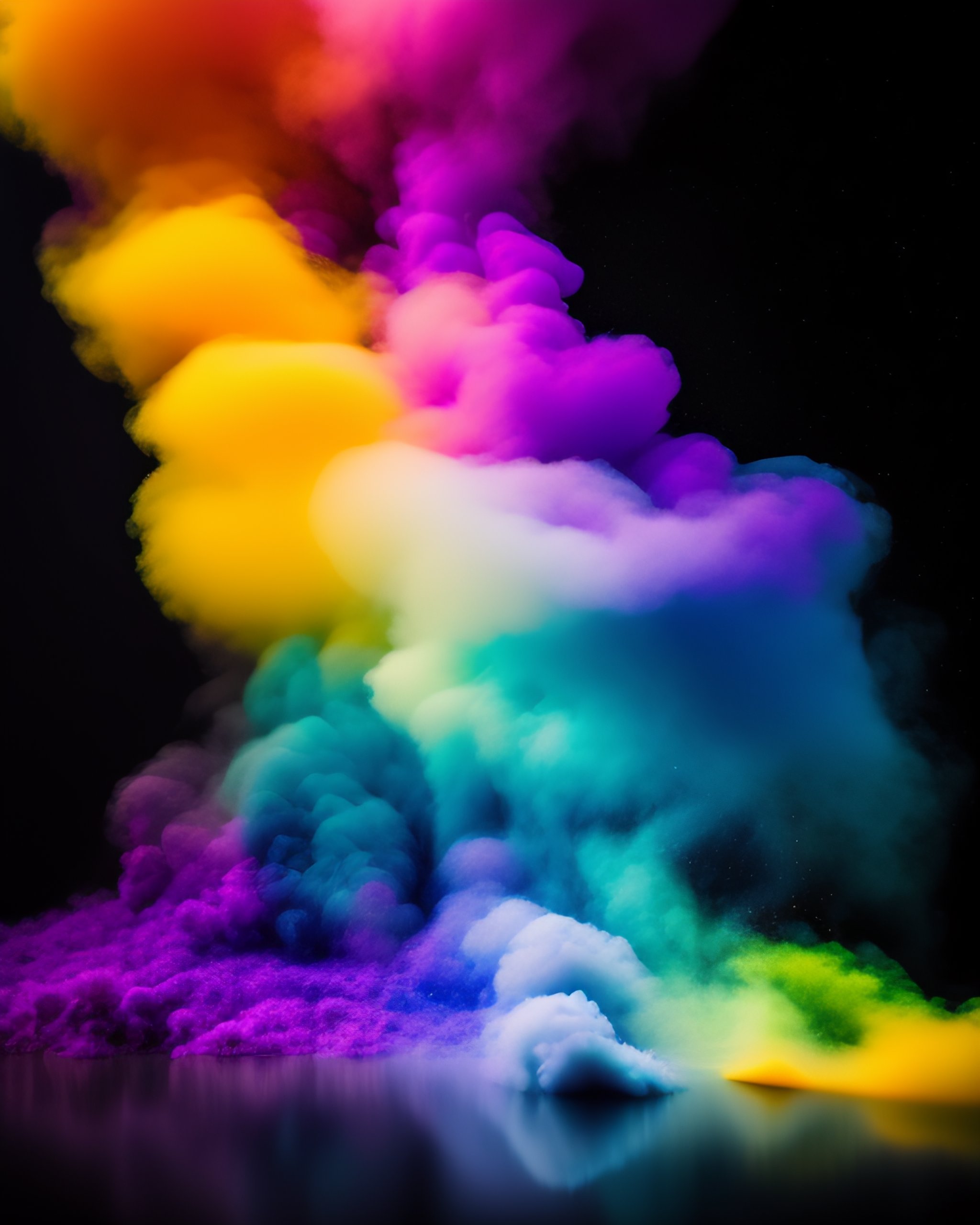 rainbow smoke and black background