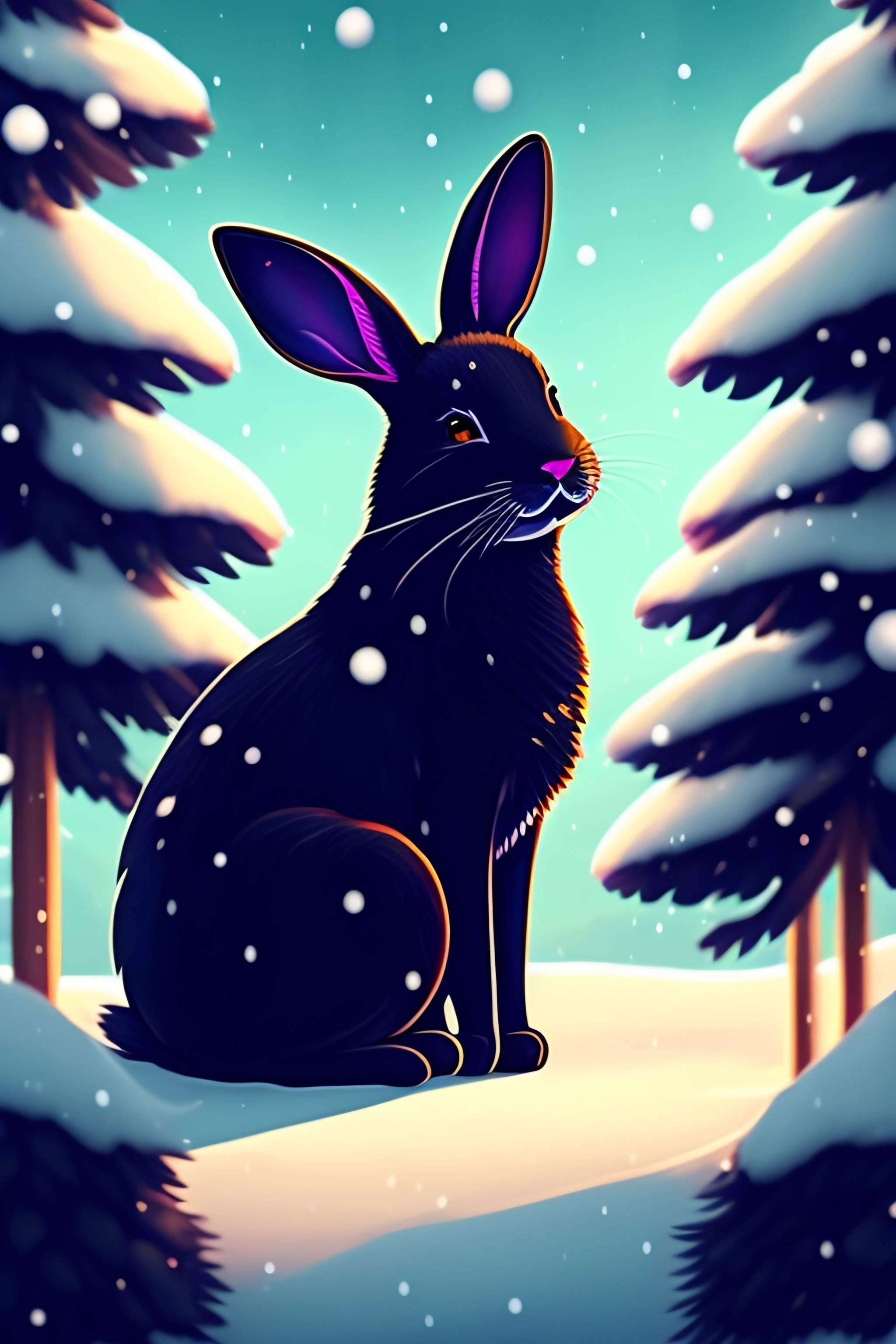 Lexica - Black rabbit in the style of the anime 