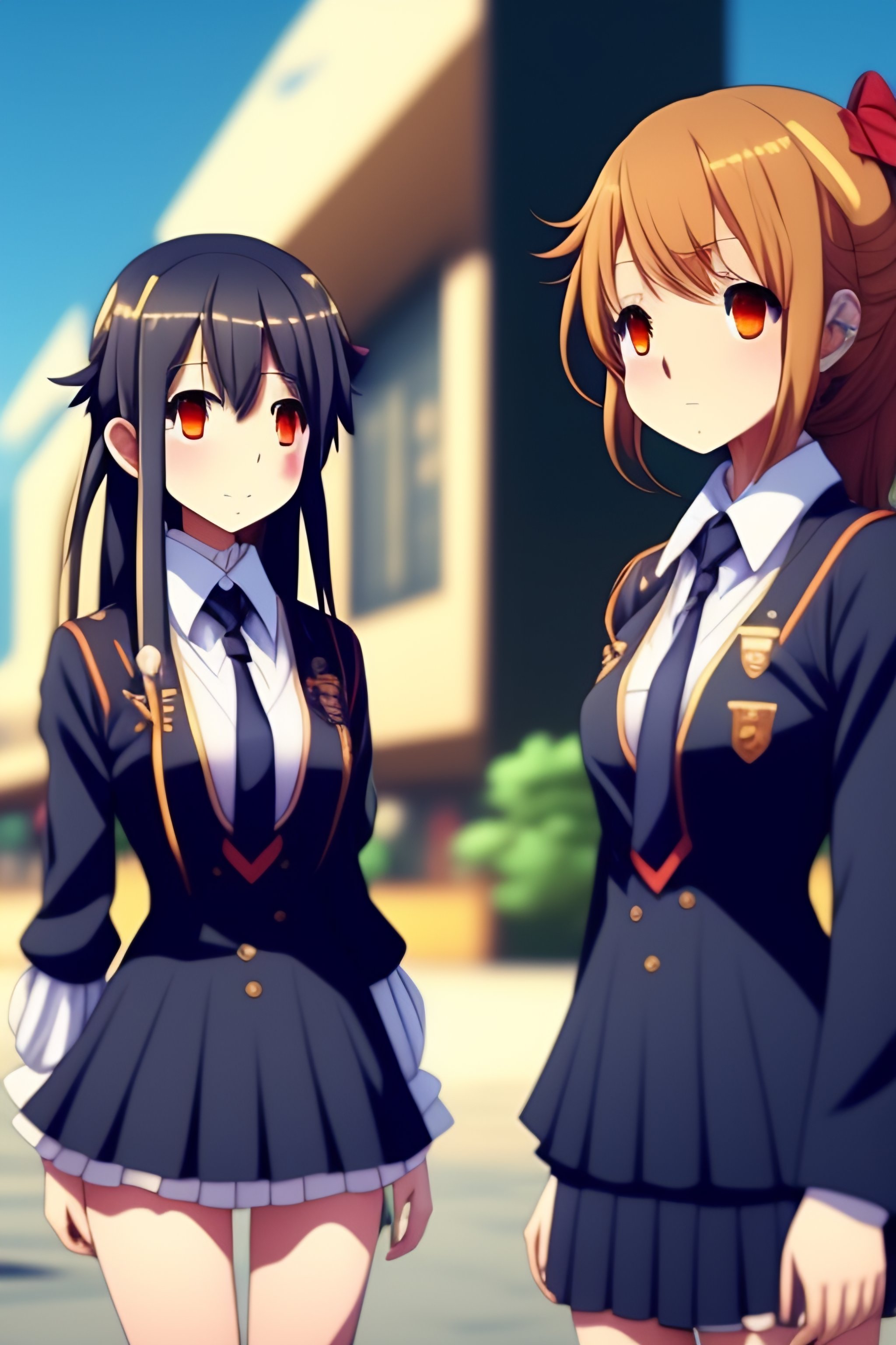 Lexica - Two anime girls, school uniform