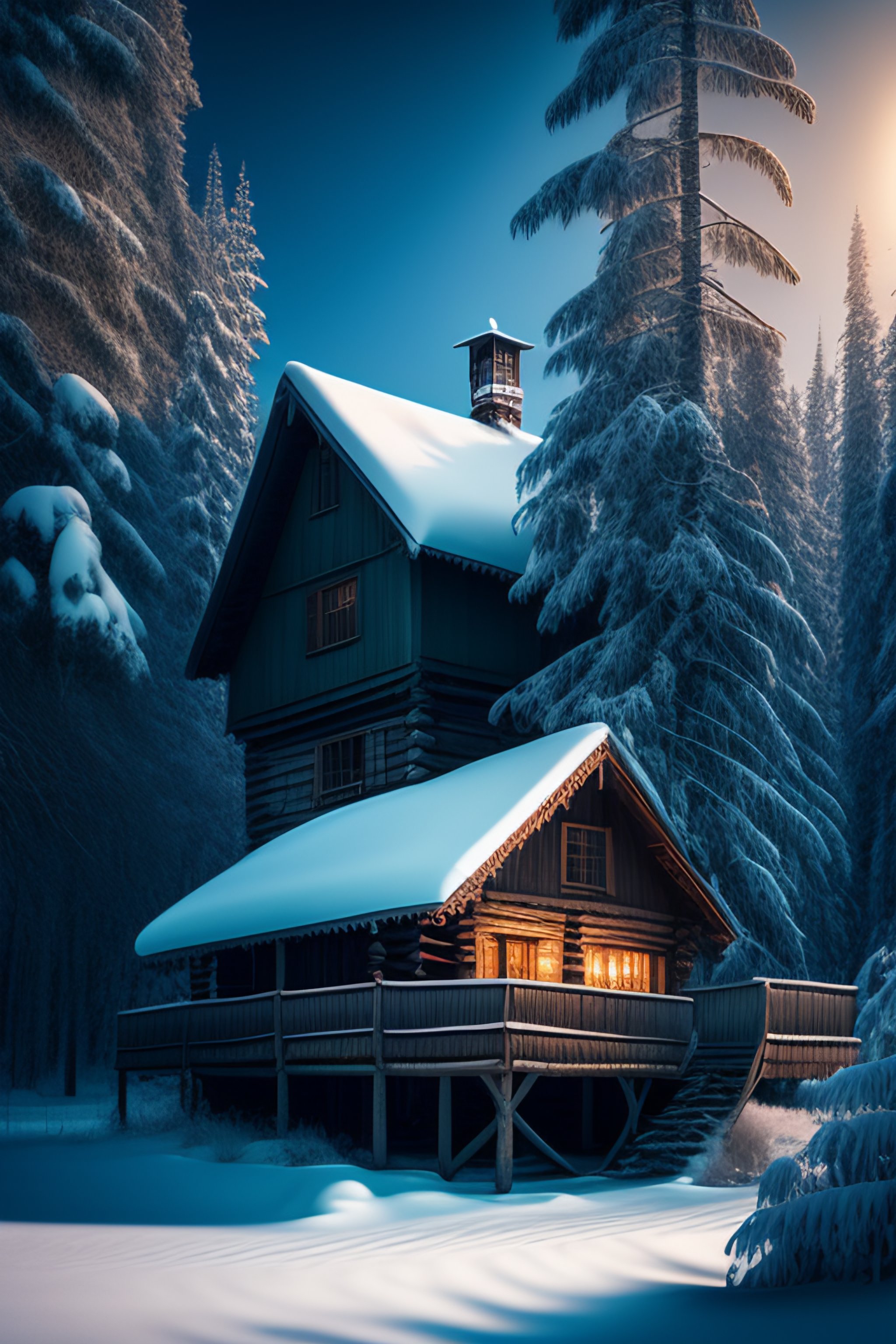 Lexica - Old wooden house in the winter forest