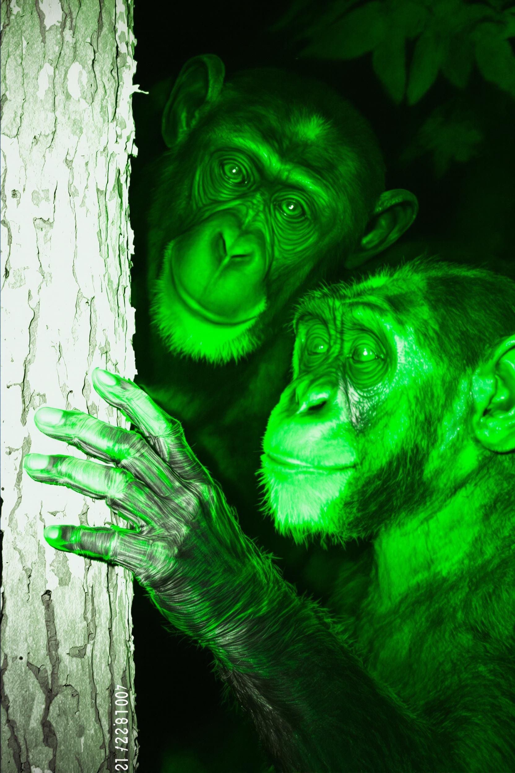 lexica-trailcam-footage-chimps-nightvision