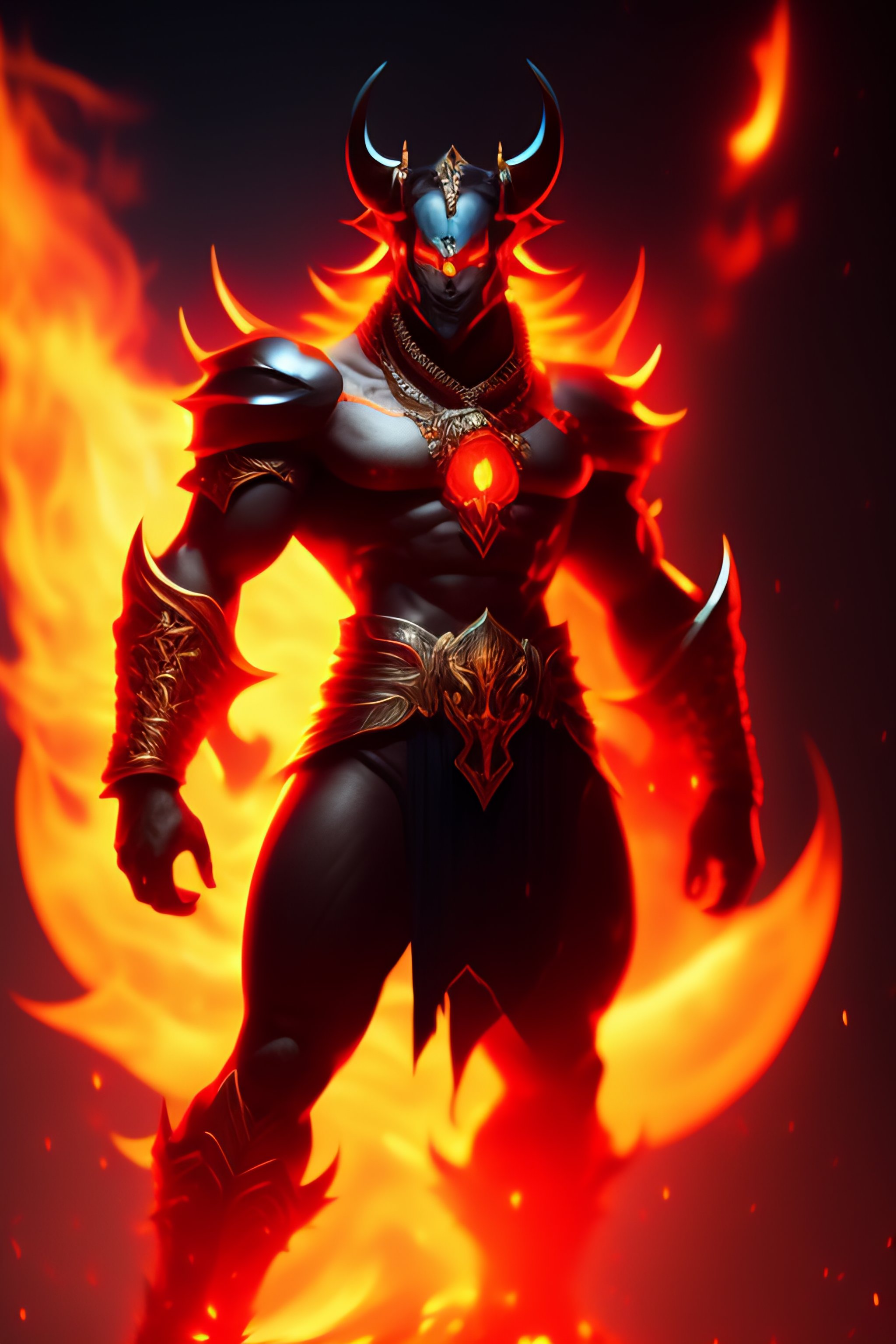 Lexica - Fullbody image of a god of darkness and chaos, two glowing ...