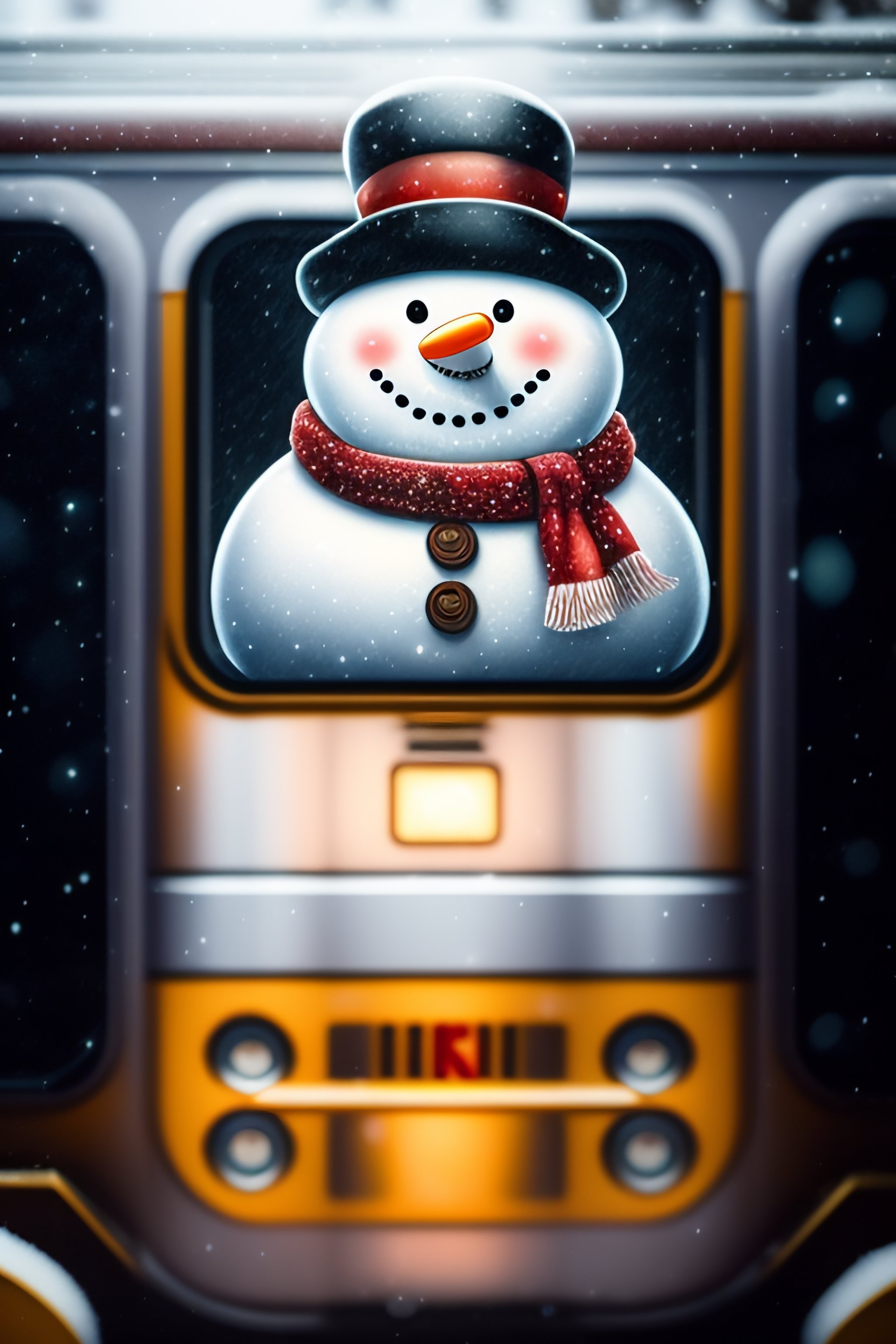 Lexica - A Christmas snowman holds a train ticket
